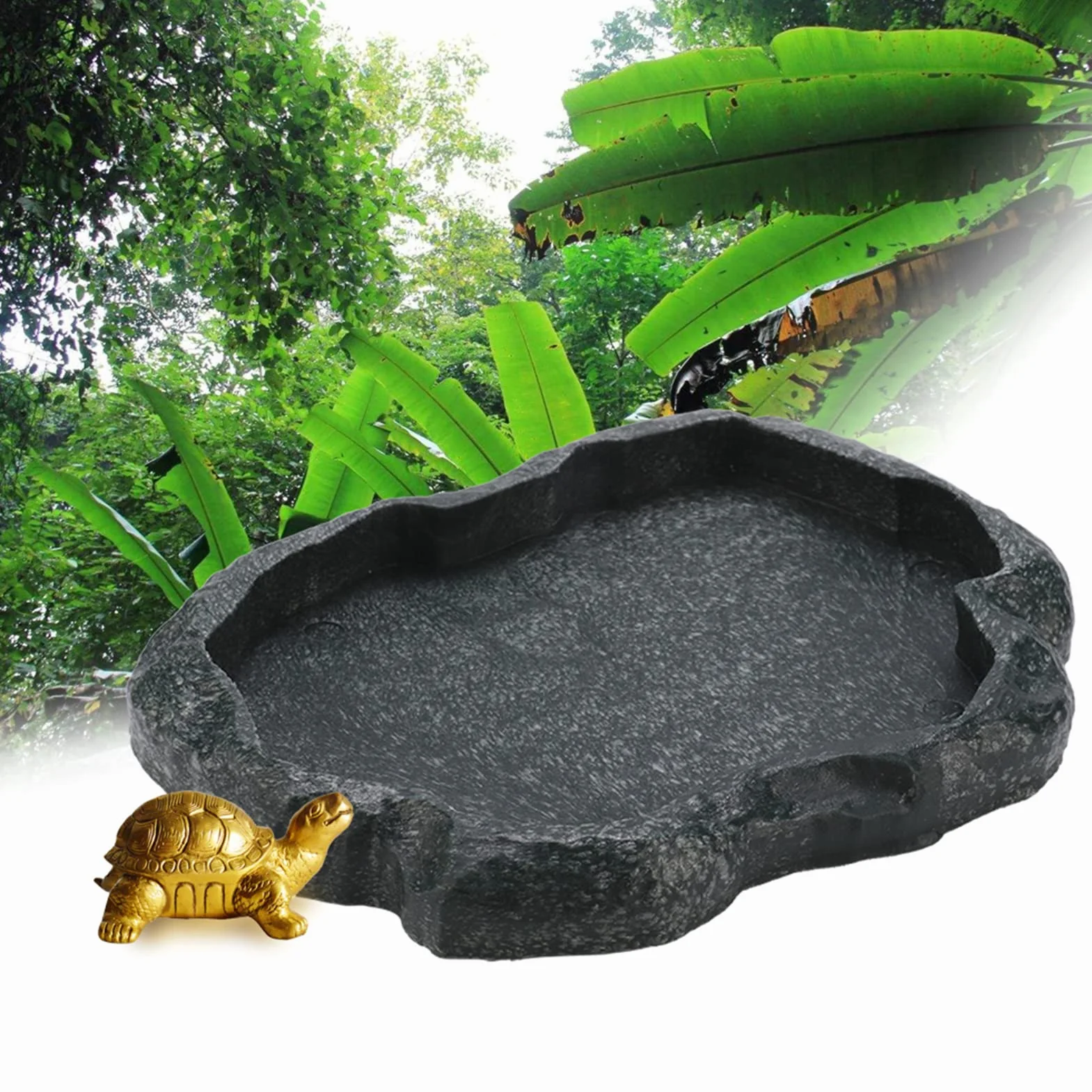 Bol d'alimentation en Résine pour Reptiles Yosoo, Décor de Terrarium pour Tortue Lézard (M)