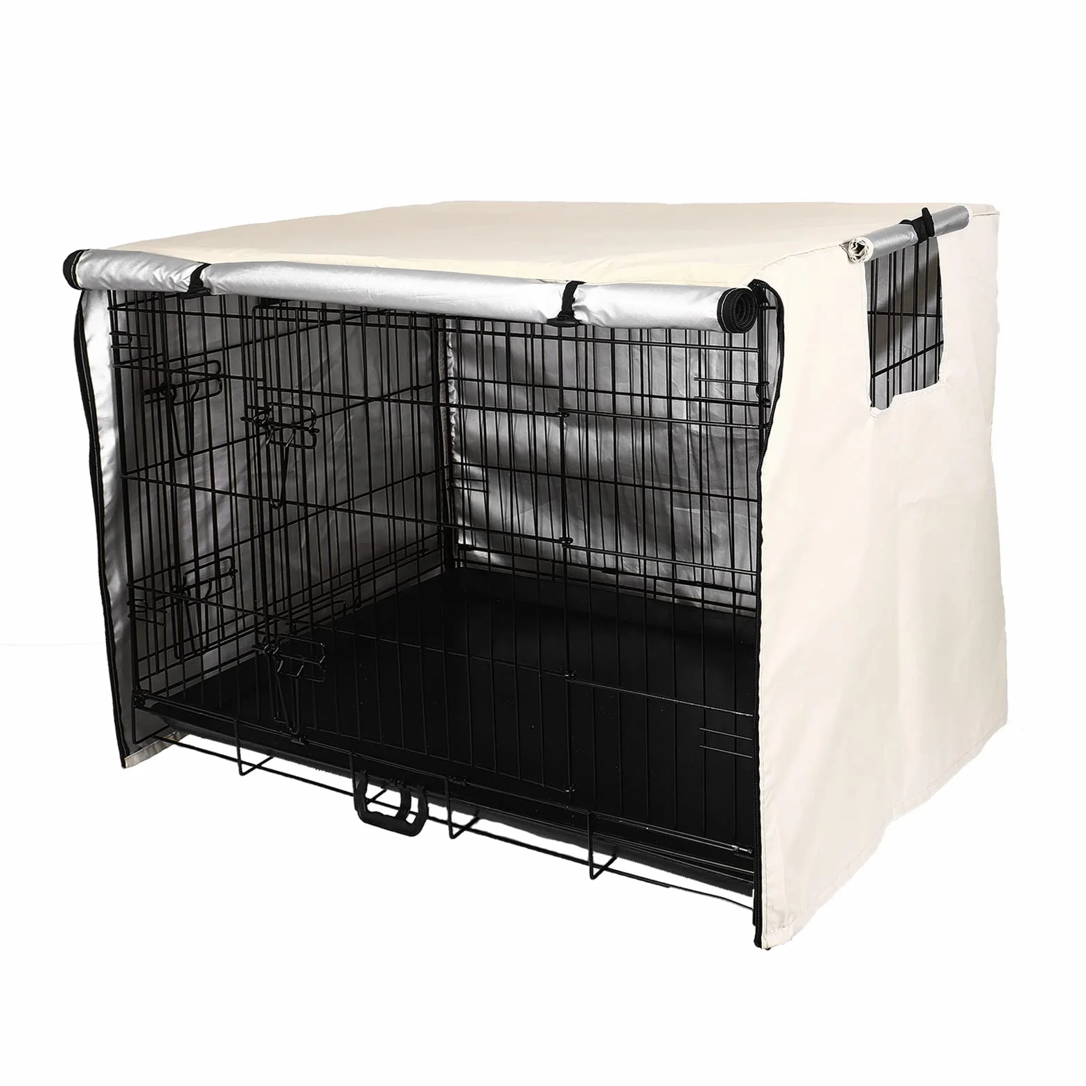 Housse de Cage pour Chien Imperméable 420D Polyester Double Door Crate Cover Beige 36 Pouces