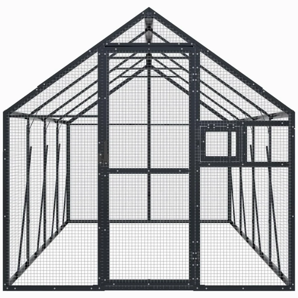 Volière à Oiseaux, Grande Cage à Oiseaux Extérieur pour Perruche Perroquet Anthracite 1,79x4x1,85 m Aluminium