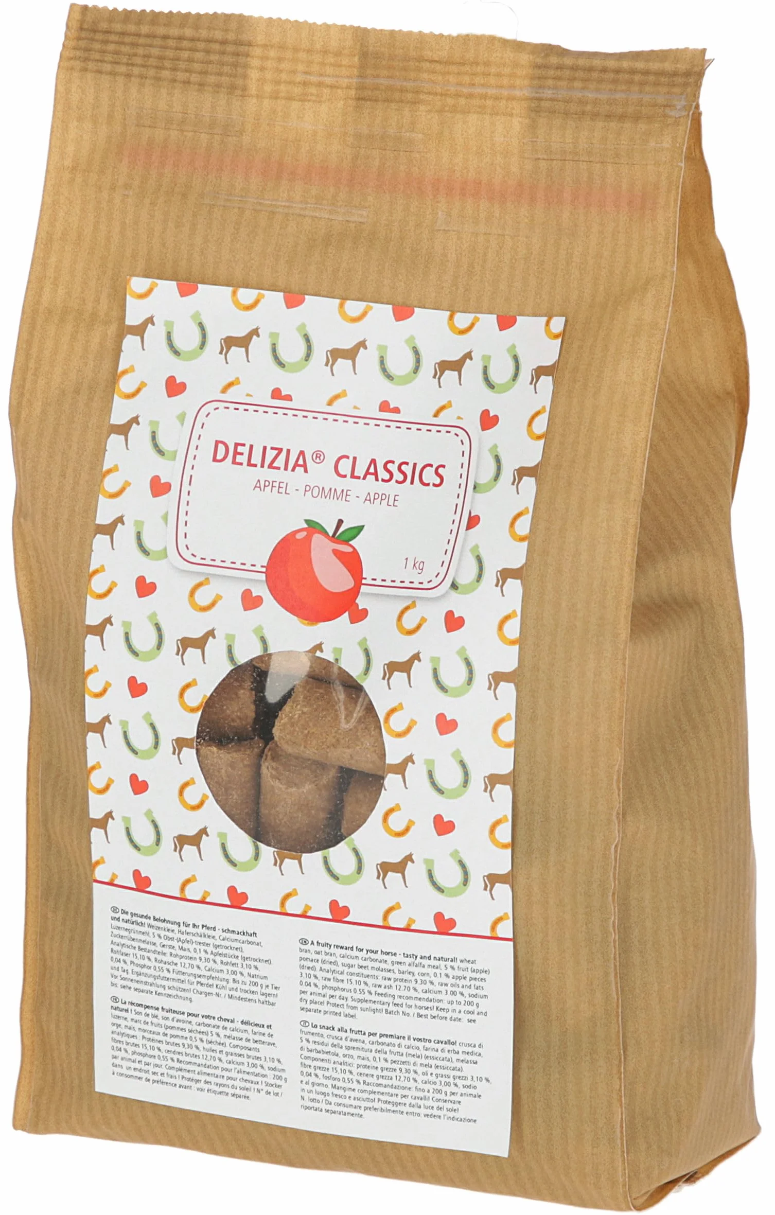 Kerbl Delizia Classic Cube de récompense pour Chevaux 1 kg goût Pomme minéraux naturels