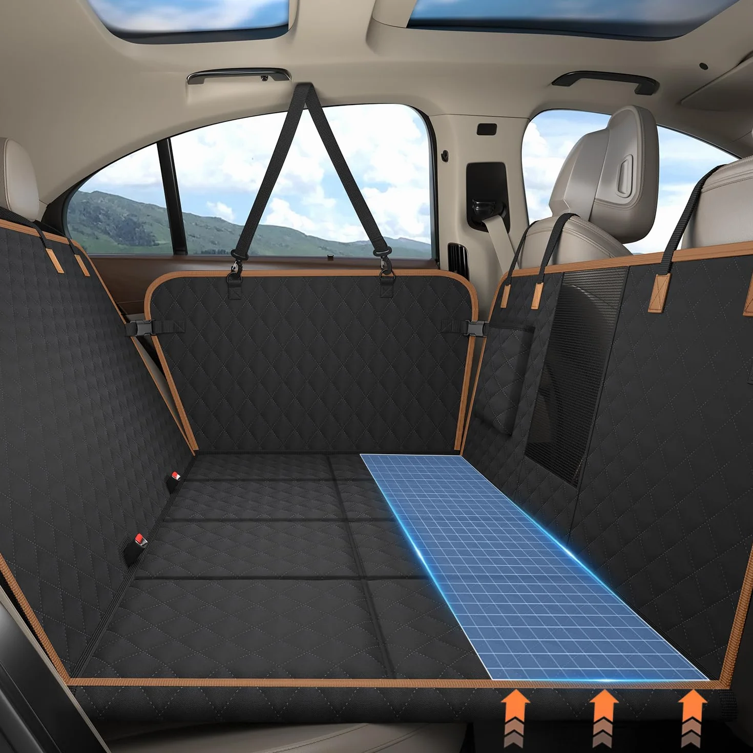 Protection Voiture Chien Siege Arriere Impermeable Anti-Rayures 8 Plaques Bois Dur SUV