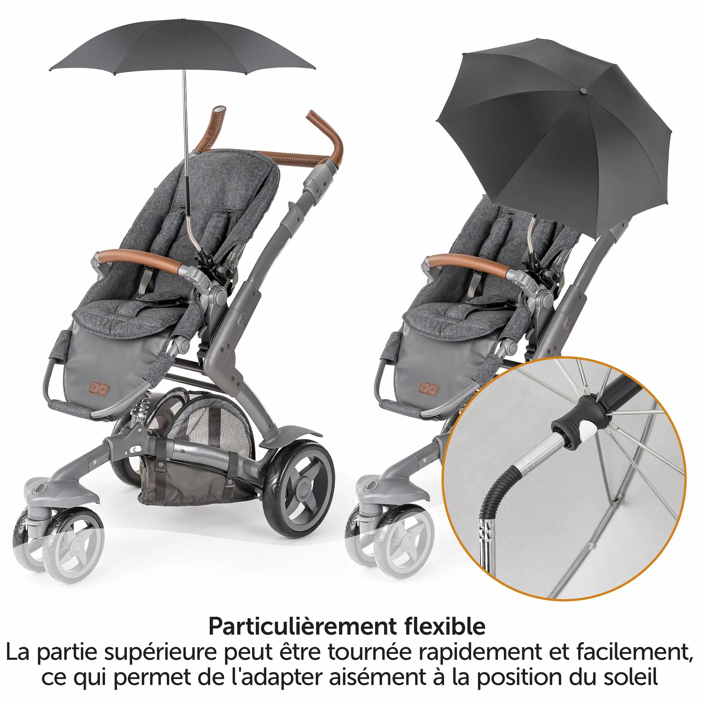 Zamboo Ombrelle Poussette Universelle UV 50+ Parasol Flexible 73 cm Protection Solaire Bébé