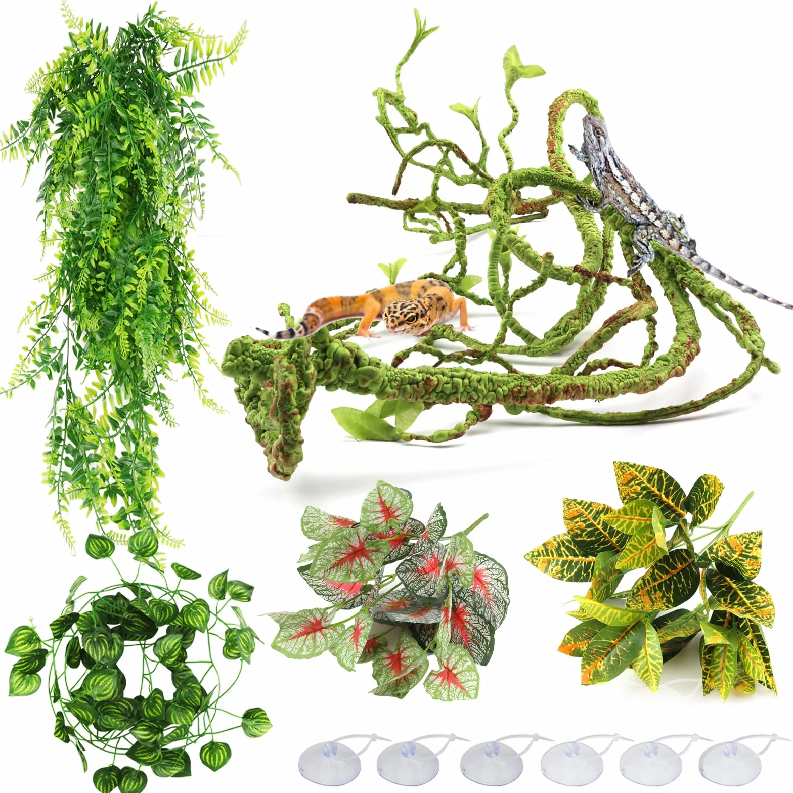 QUOZUO Décoration Terrarium Plante Artificielle Branche pour Lézards Escalade Caméléon Gecko
