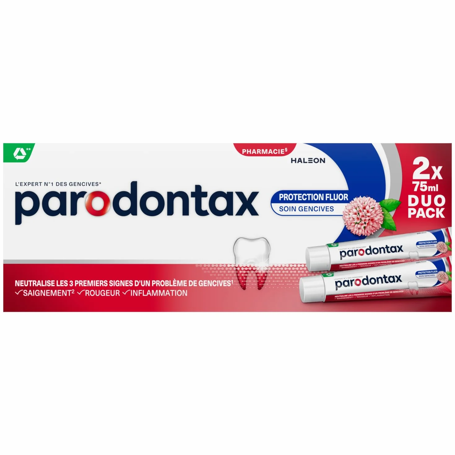 Parodontax Dentifrice Protection Fluor 2x75ml Pour Dents Sensibles