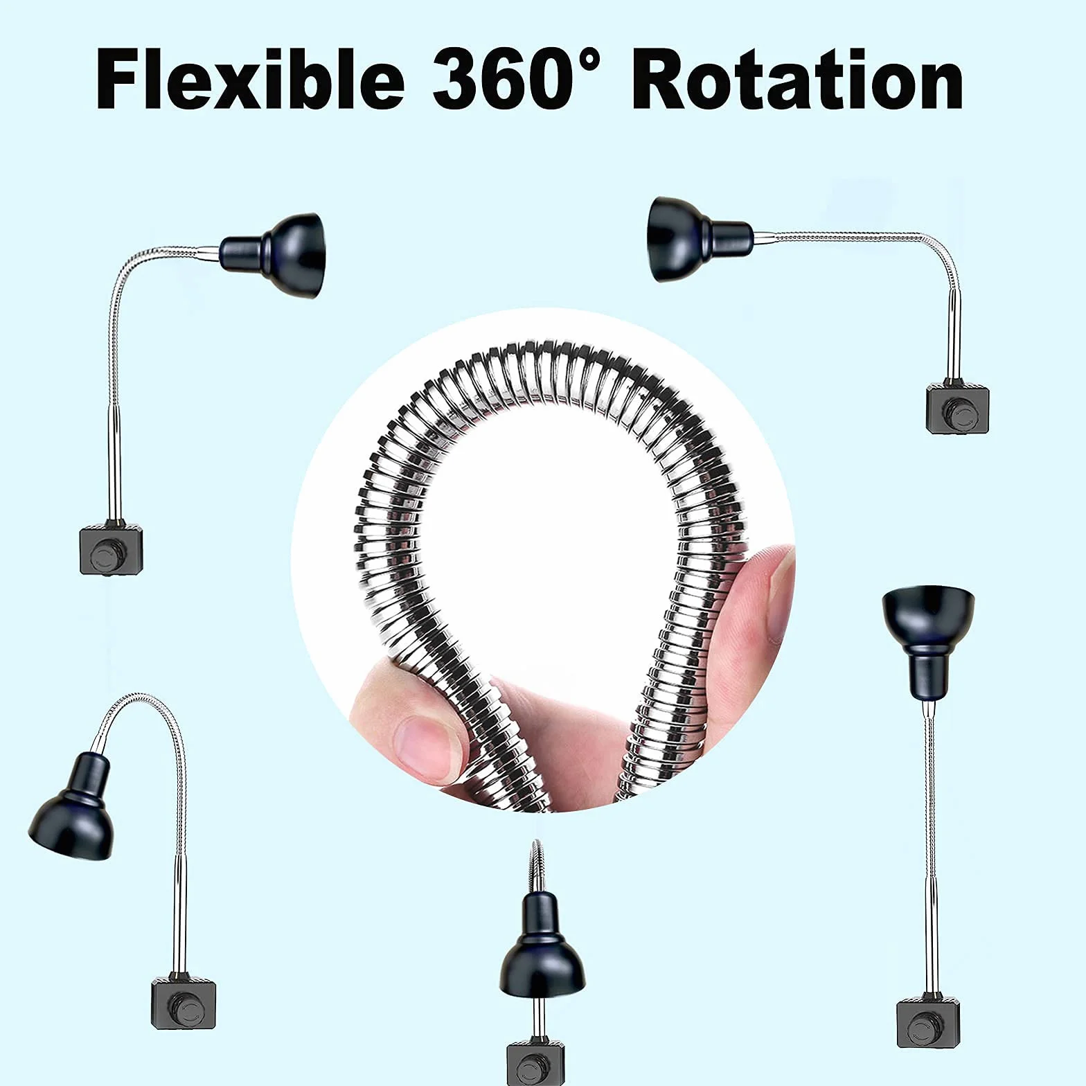 Lampe Chauffante Tortue Reptiles et Amphibiens avec 2 Ampoules Basking Spot UVA UVB et Pince Pivotante 360°