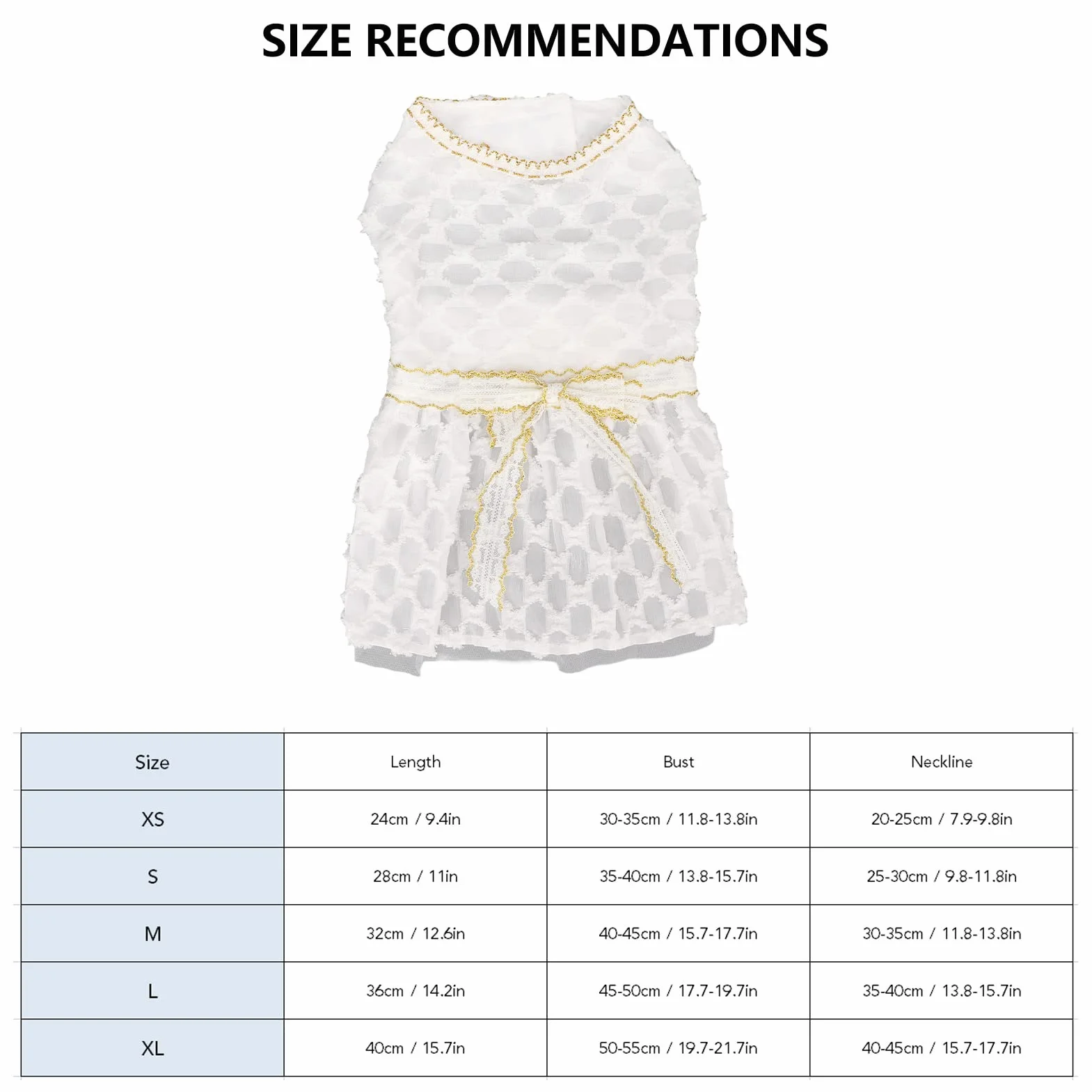 Robe de Chien Nœud Papillon Jupe Princesse Blanche Dentelle Vêtement Été Mariage (M)