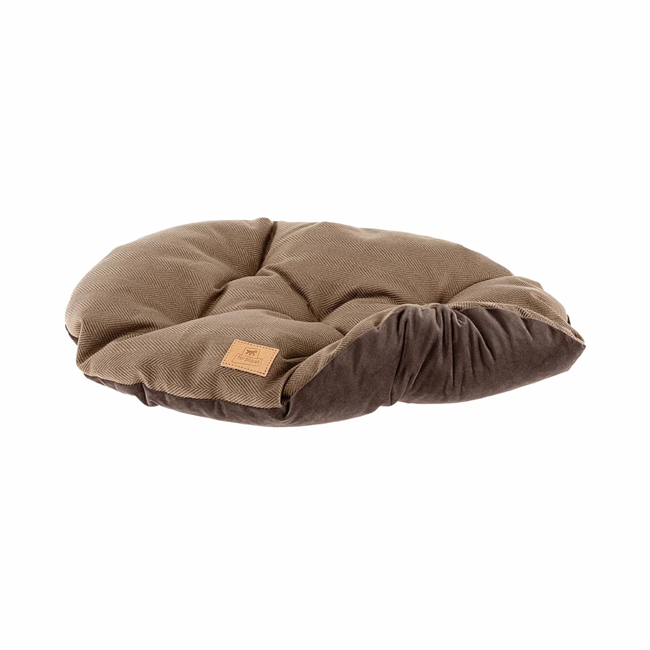 Coussin STUART 45/2 double-face tweed velours lavable Marron