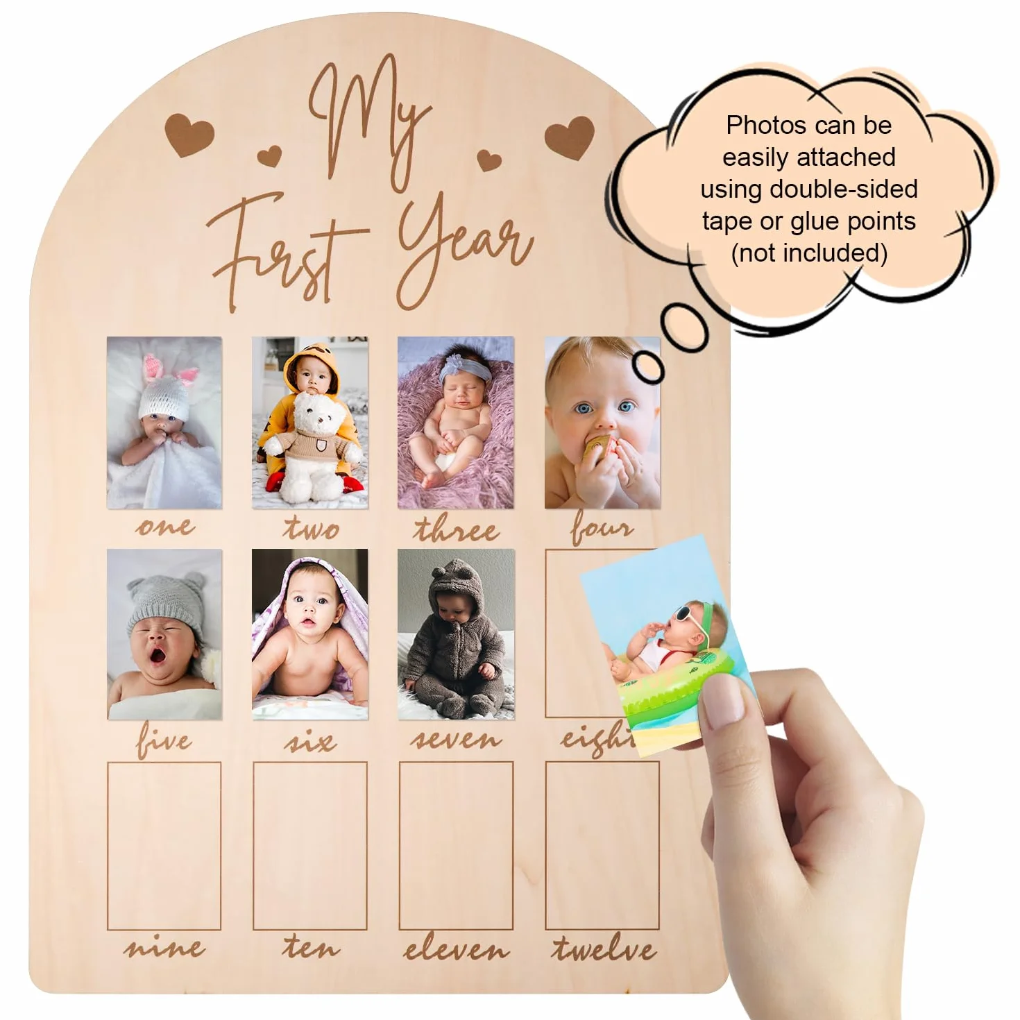PEUTIER Tableau en Bois Cadre Photo Nouveau-Né 12 Mois Bébé Décorations Chambre