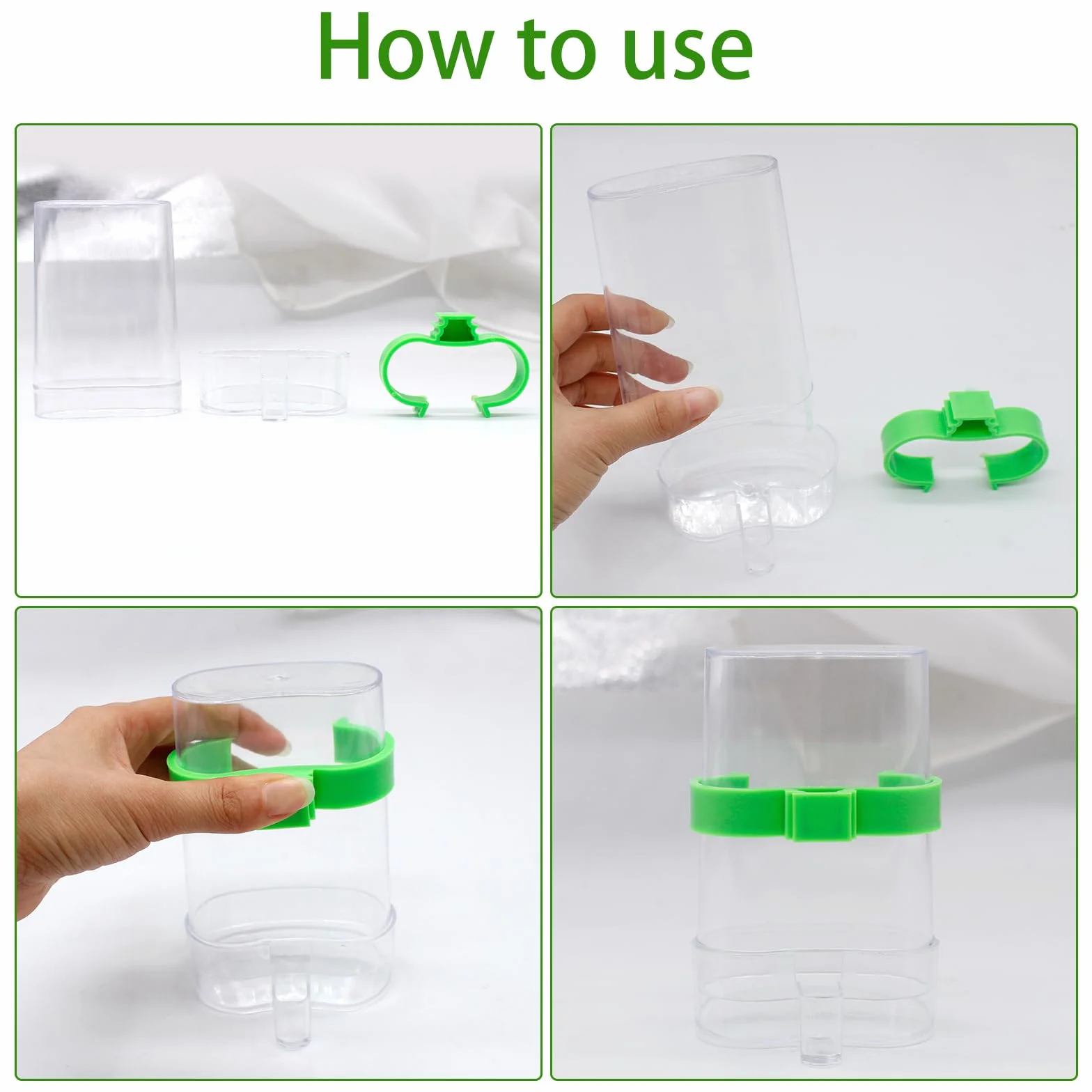 Distributeur Automatique d'eau pour Oiseaux 4 Pièces Transparent Mangeoire Oiseaux Cage