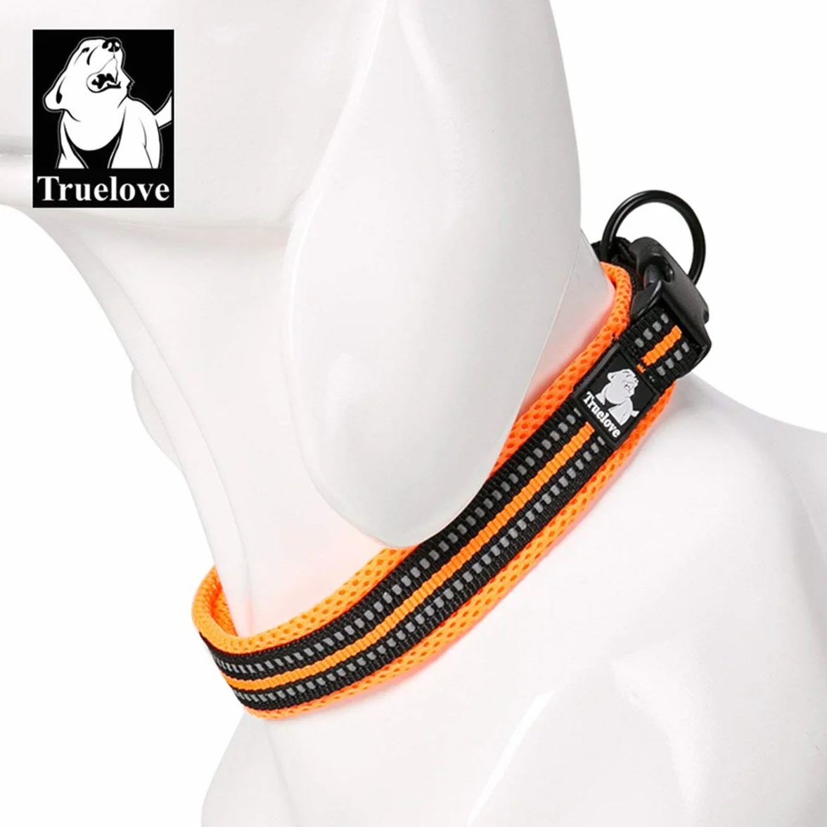 TRUE LOVE Collier de Chien Réfléchissant Réglable Nylon Solide Confort Pet Classic TLC5011 Orange S