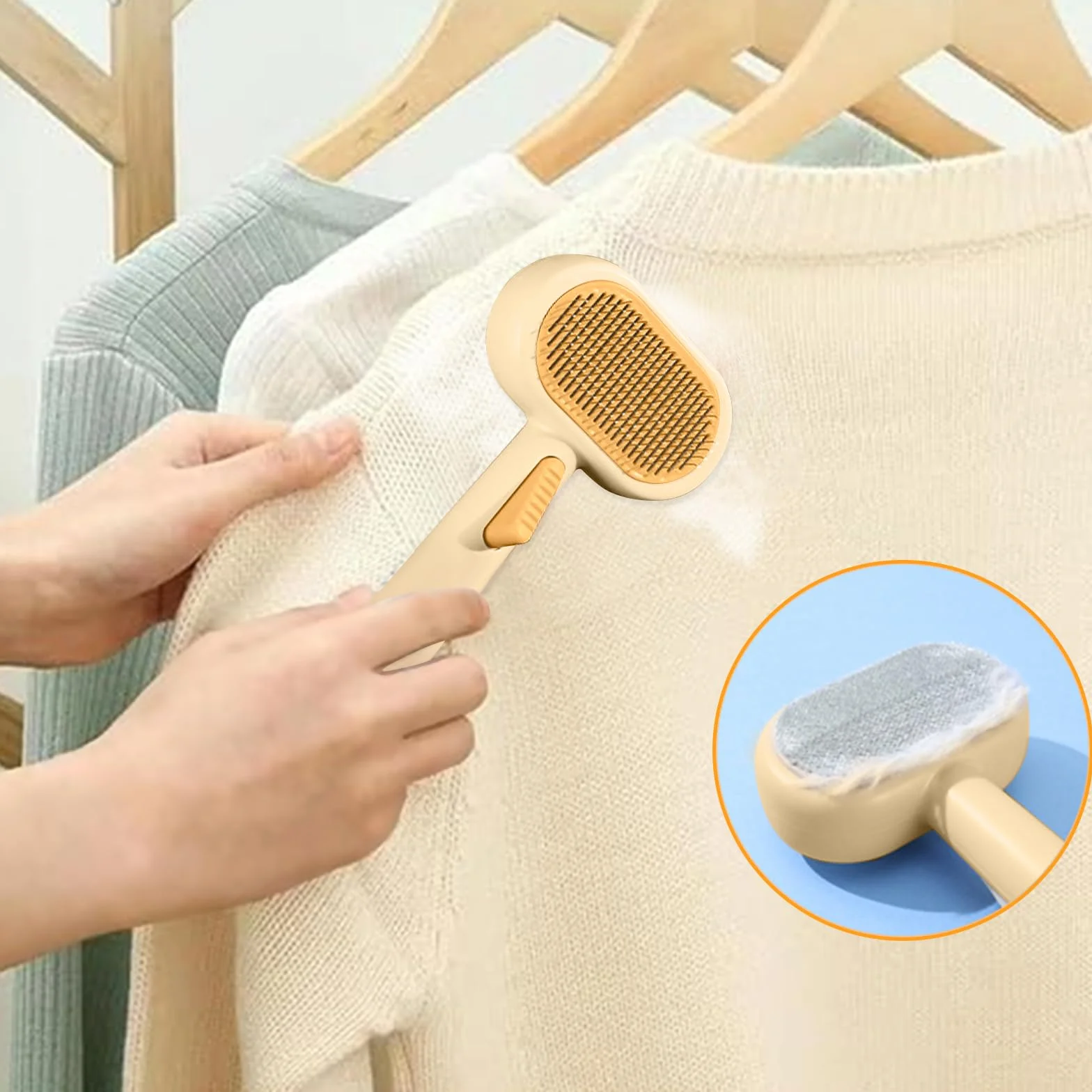 Brosse pour Chat et Chien Autonettoyante Retrait Poils Lâches Poil Long Court