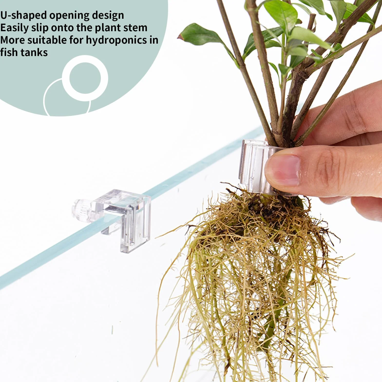 Lot de 6 supports de plantes d'aquarium transparents réutilisables à suspendre pour verre 0,7-1,5 cm