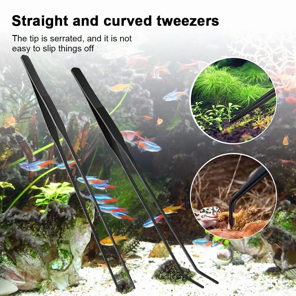 Kit d'outils pour Aquarium en Acier Inoxydable, Pince, Ciseaux, Spatule pour Plantes Aquatiques