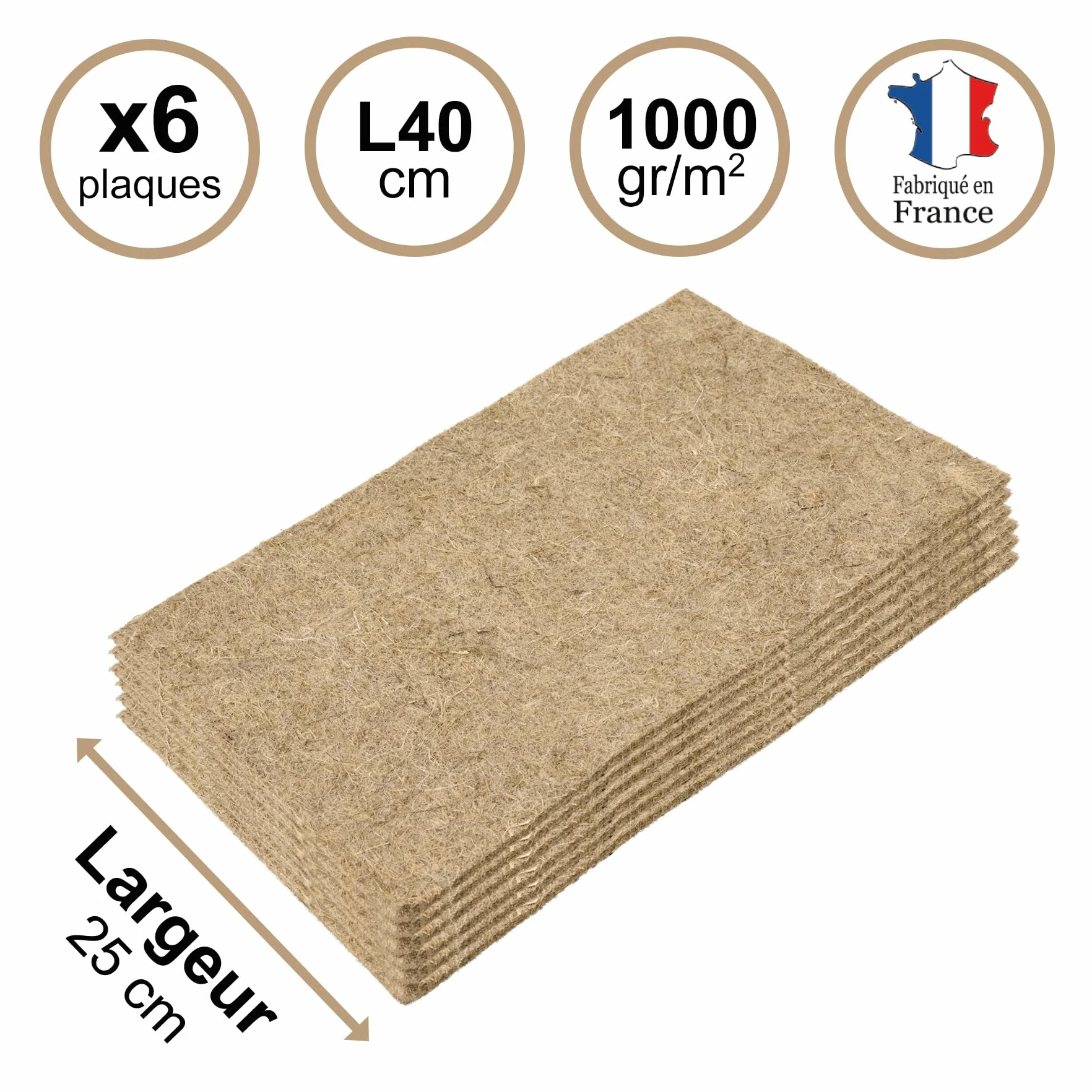 La Cordeline Tapis Litière Chanvre Naturel 25 x 40 cm 1000g/m² Fond de Cage Rongeurs