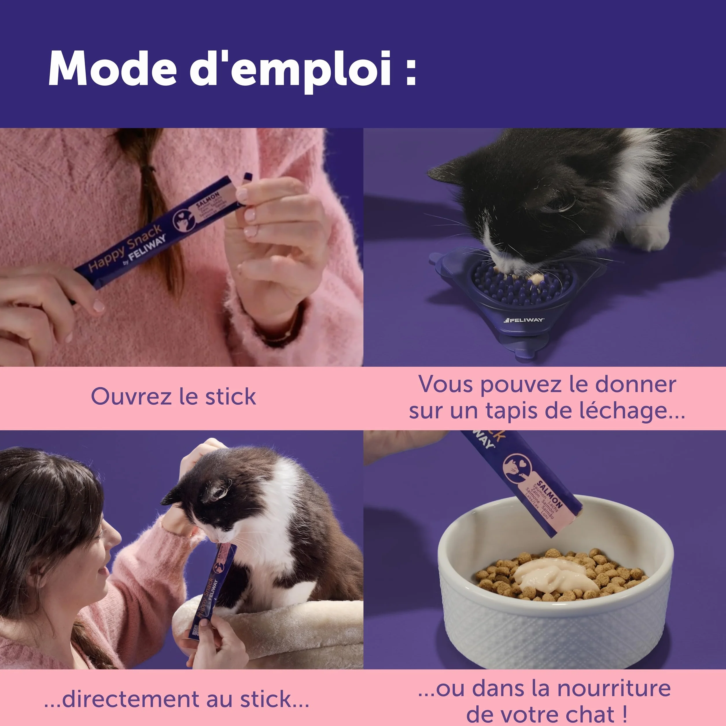 FELIWAY Happy Snack 24 Sticks au goût Saumon Friandise onctueuse pour Chat