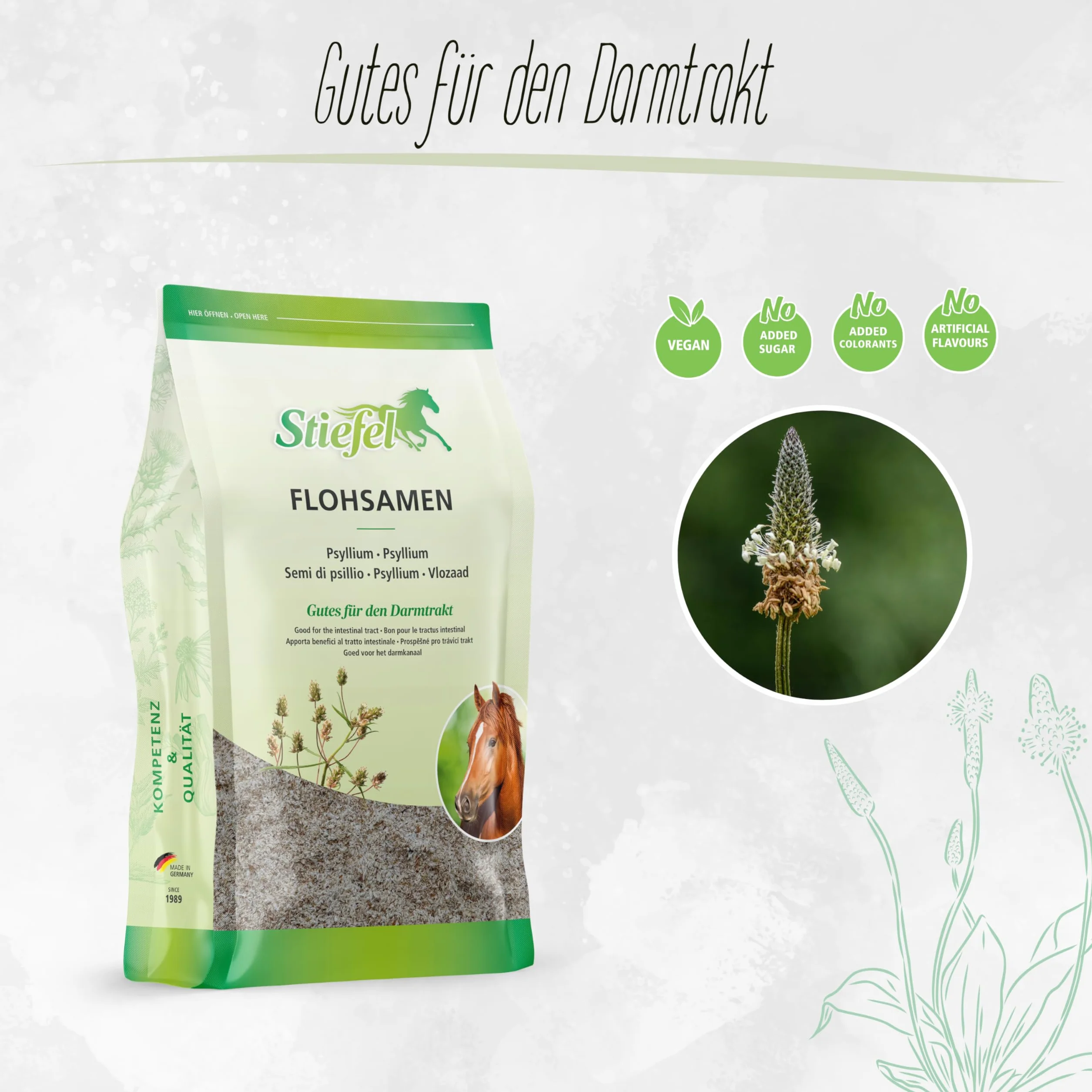 Stiefel Psyllium pour Chevaux 1 kg - Coquille de psyllium Indienne 100% Naturelle - Soutient la Fonction d'auto-Nettoyage de l'intestin