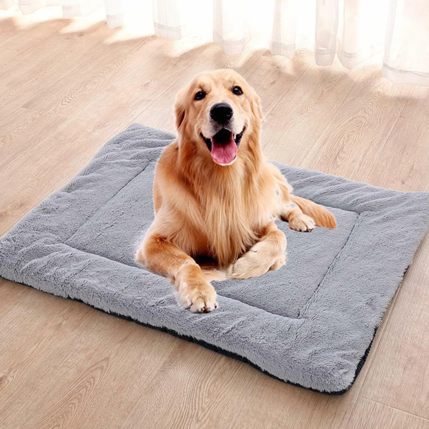 Coussin pour Chien Tapis Animaux Anti Stress Lavable Bleu 55 x 75 cm