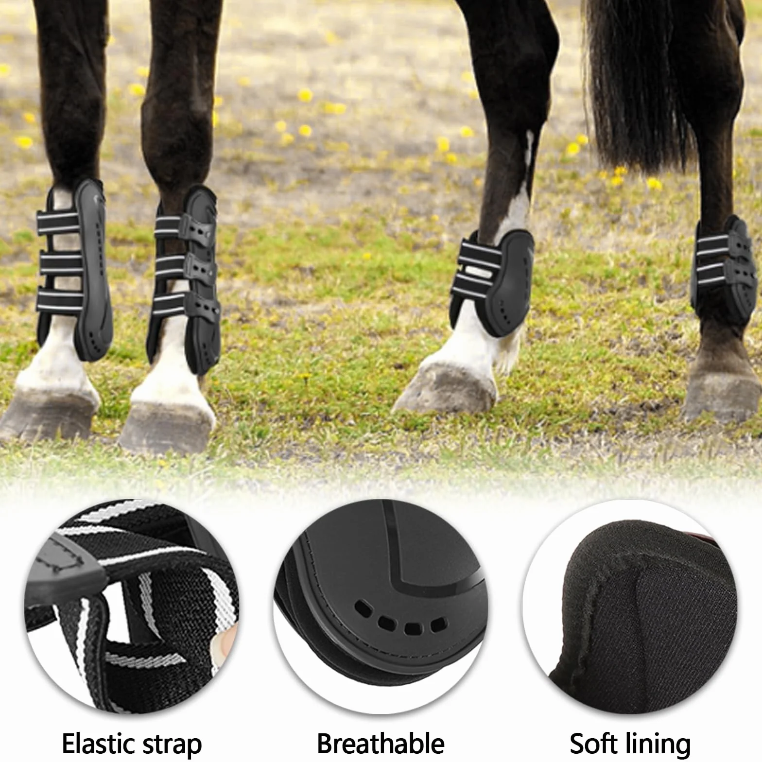 Guêtres de Tendon de Cheval Lot de 4, Néoprène PU, Sport Équestre, Bottes de Saut Avant