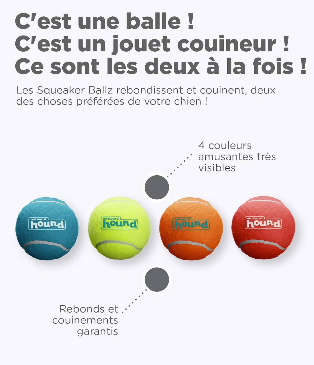 Outward Hound Squeaker Ballz Balle pour Chien Lot de 4 XS