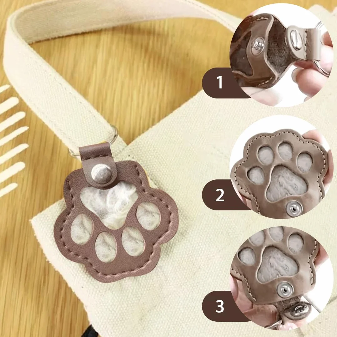 Porte-clés commémoratif en cuir en forme de patte de chien et chat, boîte à souvenirs pour poils d'animaux