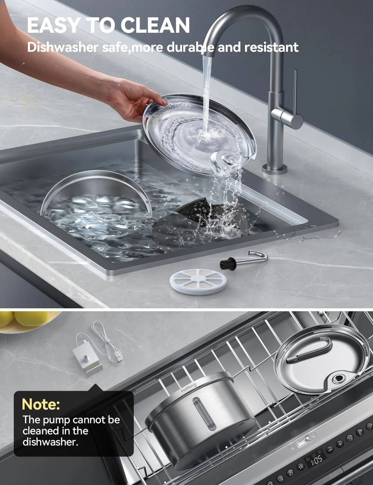 Fontaine à Eau pour Chat en Acier Inoxydable 3,5L Silencieuse avec Robinet et Filtre USB
