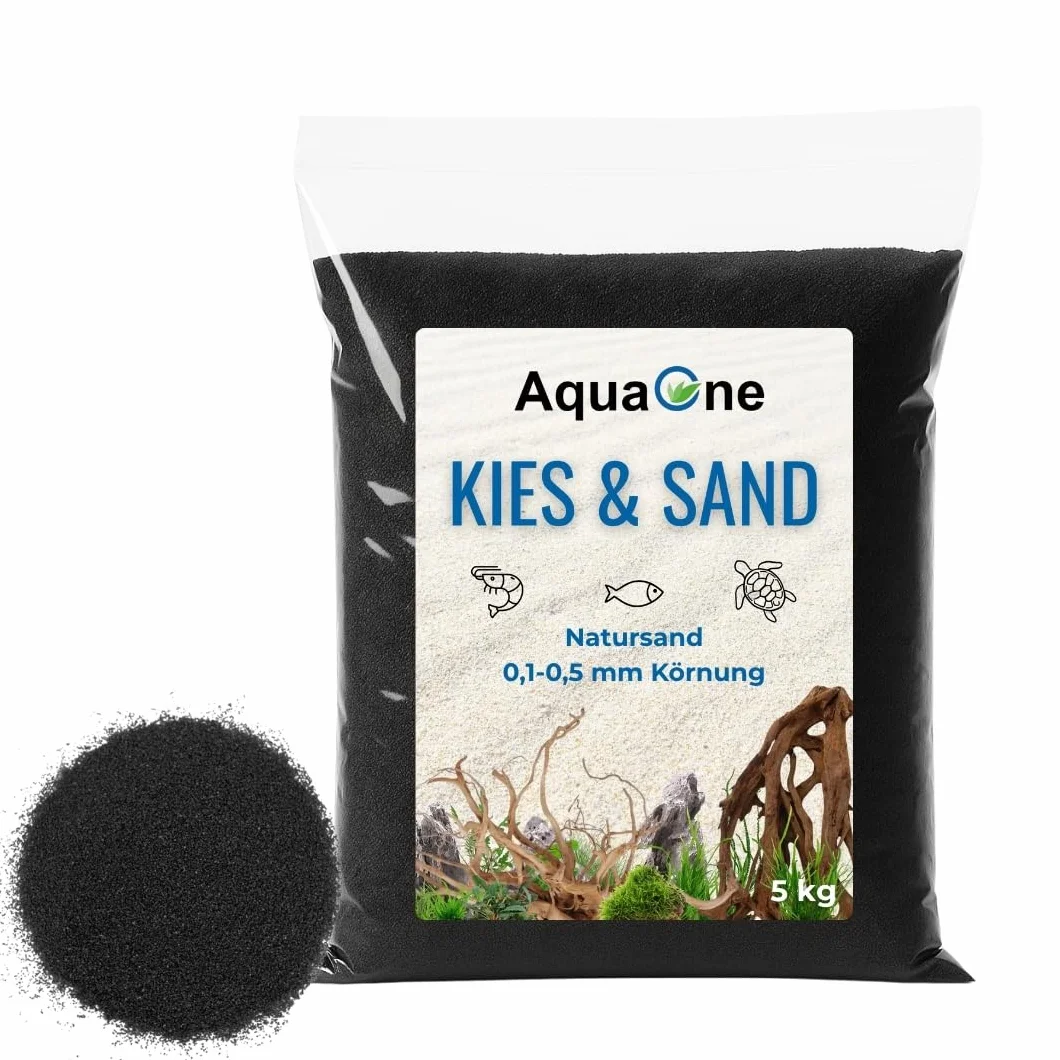 AquaOne Gravier pour aquarium 5 kg Sable noir clair multicolore fin moyen grossier Décoration Aquascaping