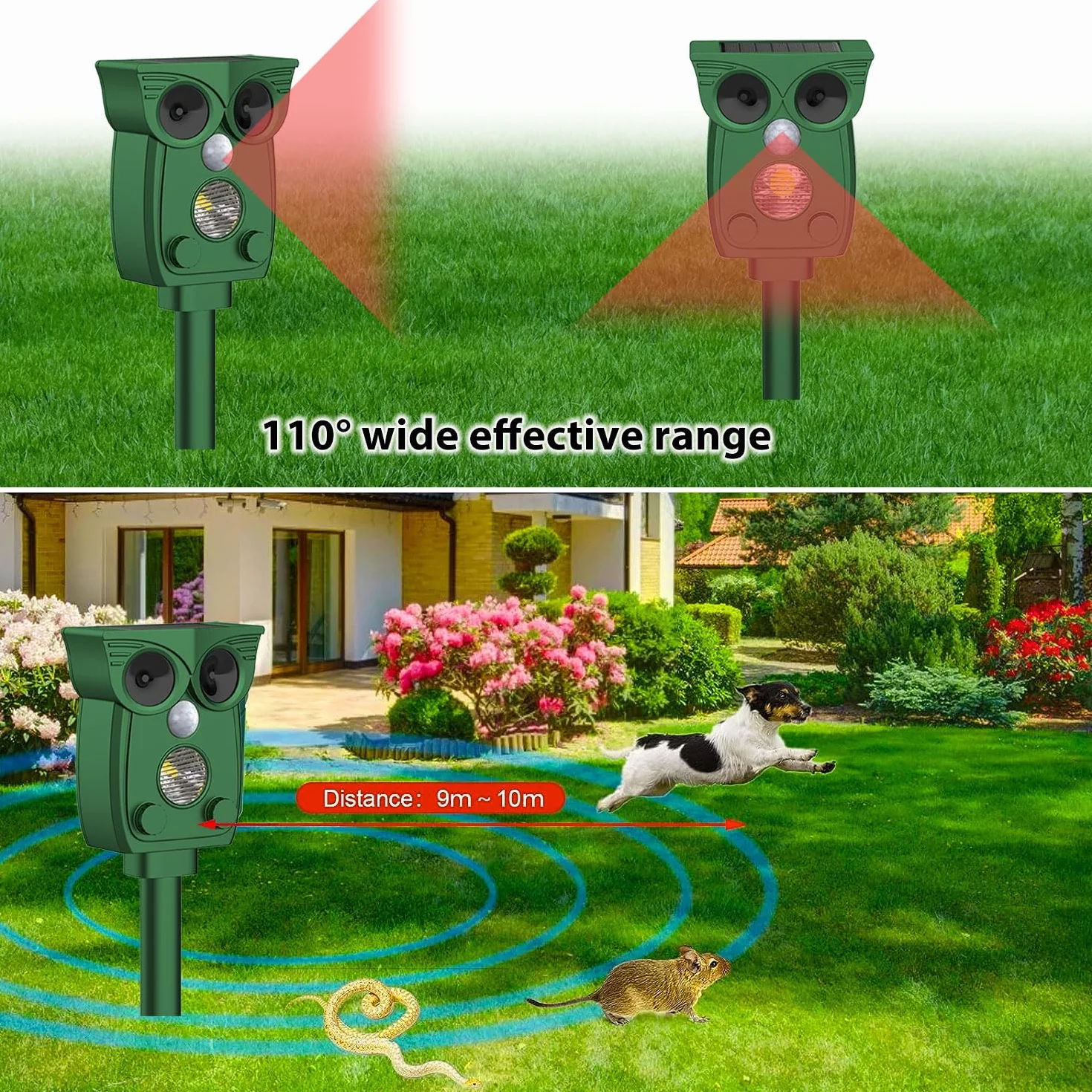 Répulsif Chat Ultrason Solaire USB pour Jardins Champs Pépinières