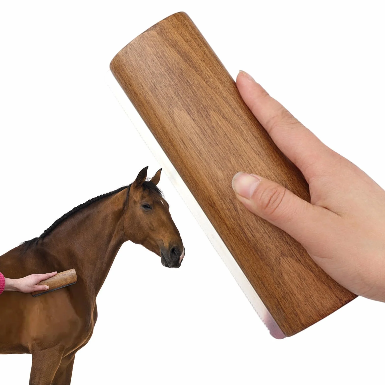 Brosses à cheval pour la mue en acier inoxydable avec manche en bois - Outil de délestage ergonomique