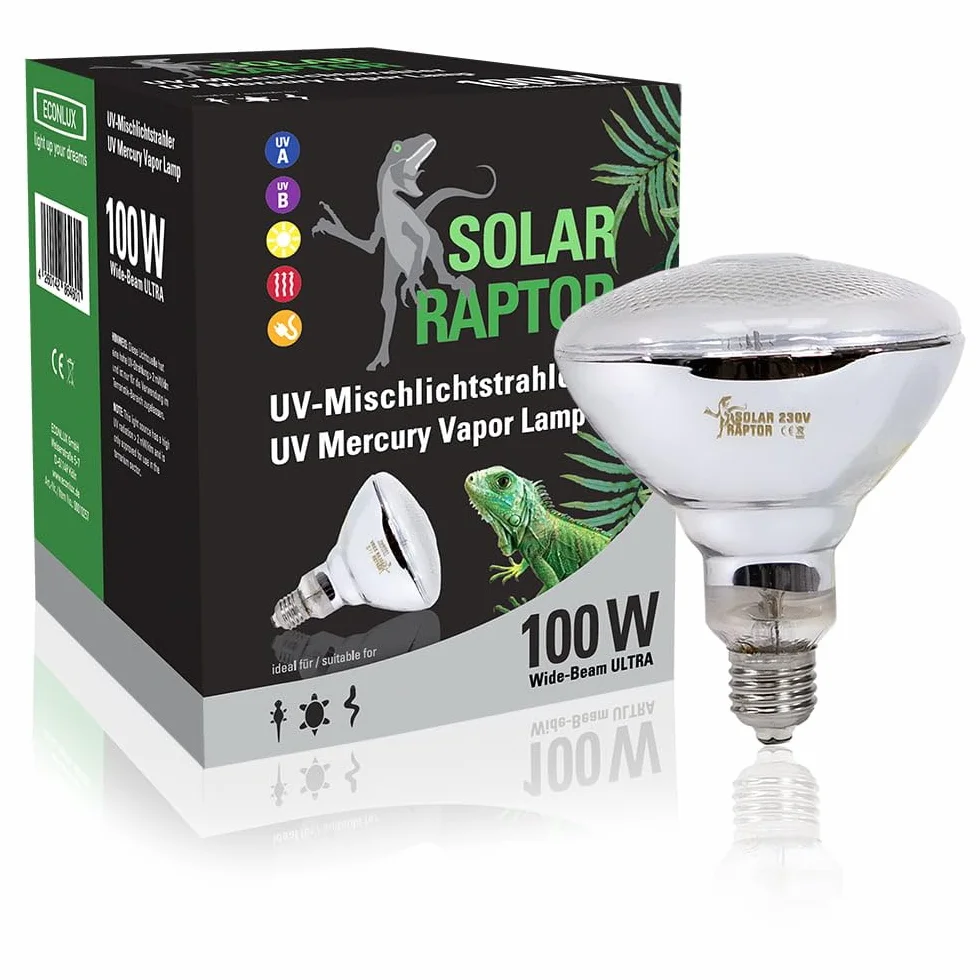 SOLAR RAPTOR Projecteur UV mixte 100 W Lampe à vapeur métallique UV-A UV-B pour terrarium
