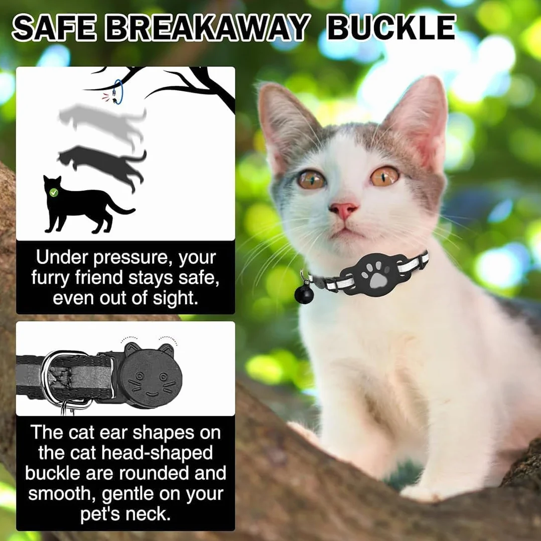 Collier GPS Chat sans Abonnement Traceur Animaux Localisation Temps Réel Étanche Léger Ajustable 19-32 cm Noir