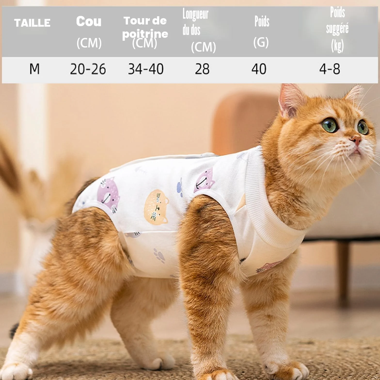 Lot de 2 Chats Post-opératoires Anti-léchage Taille M pour Chat 2-4 kg