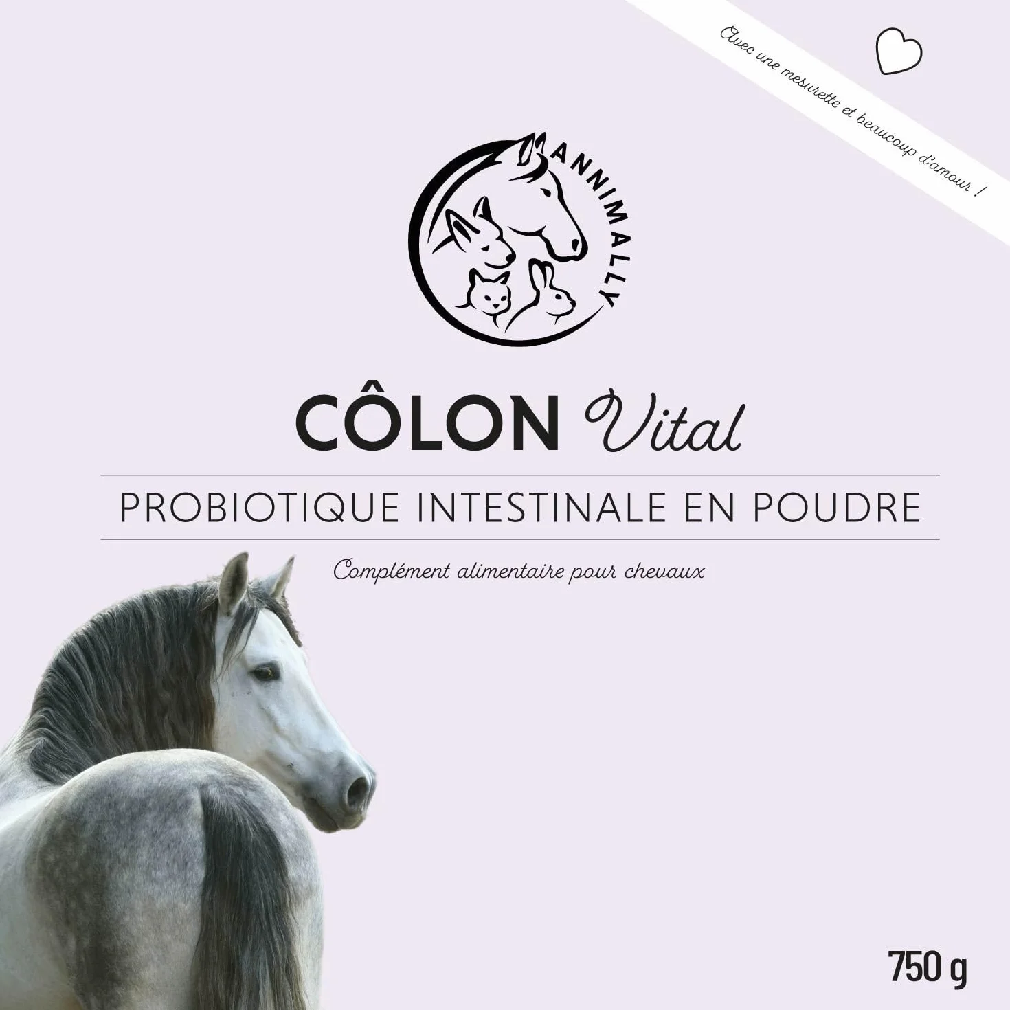 Poudre de probiotiques pour Chevaux 750 g avec levure Vivante Flore intestinale Saine