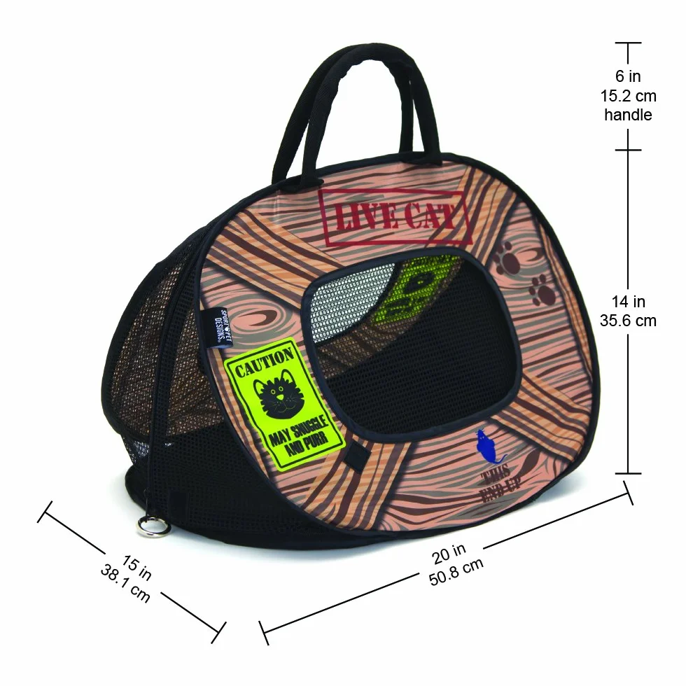 Sac de Transport Pliable pour Chat SportPet Designs CM-0431-CS01 Bleu/Marron
