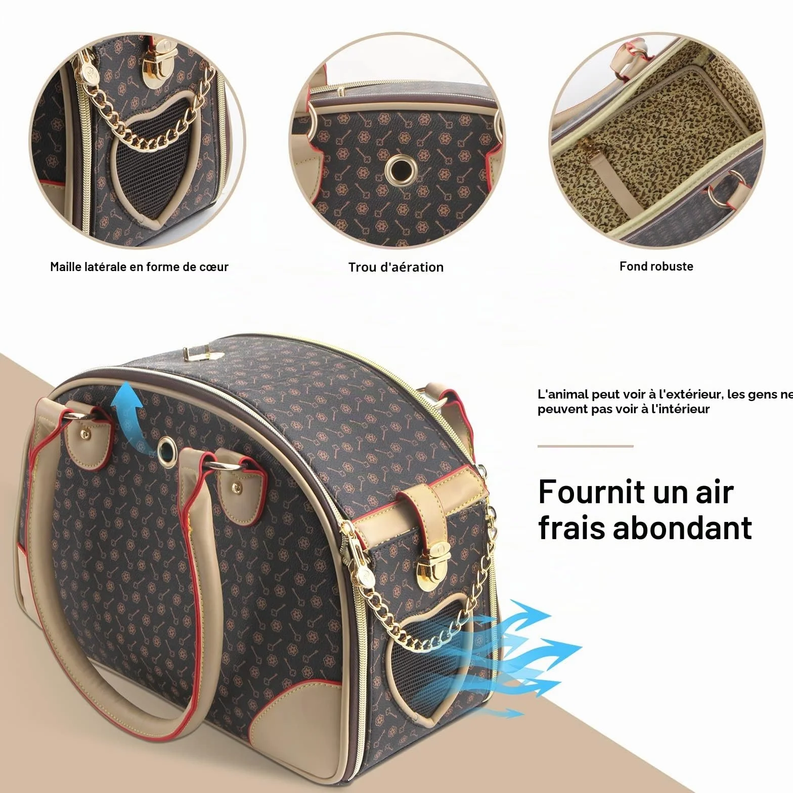 Sac à Main Tendance en Cuir synthétique pour Chien, Chat, Sac fourre-Tout pour Animal Domestique, Chat, Chien, Sac de randonnée, Marron, Taille S, 38 x 23 x 17 cm