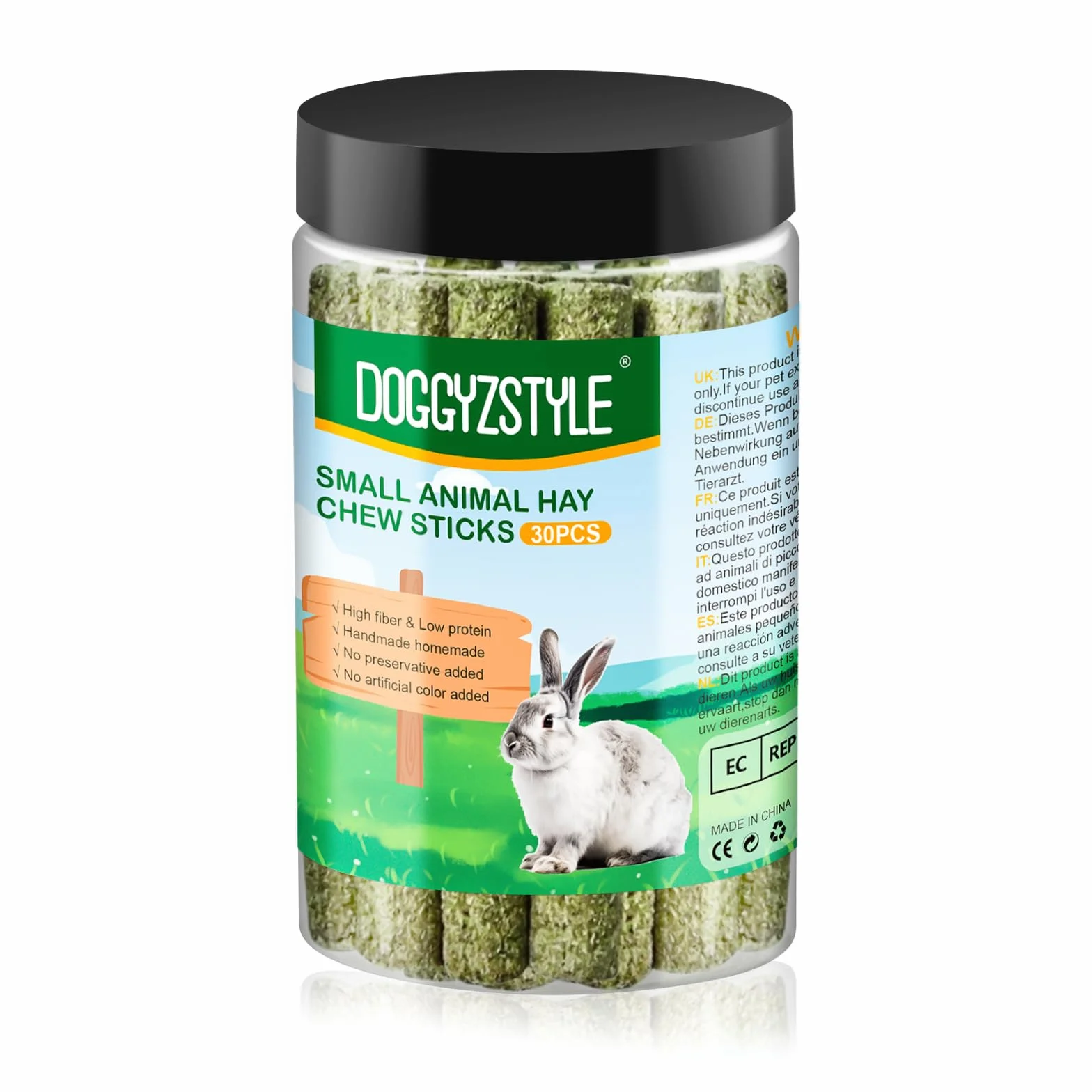 Foin de Fléole des Prés Naturel pour Cochons d'Inde, Chinchilla, Hamsters, Lapin - Jouets à Mâcher 30 Pièces