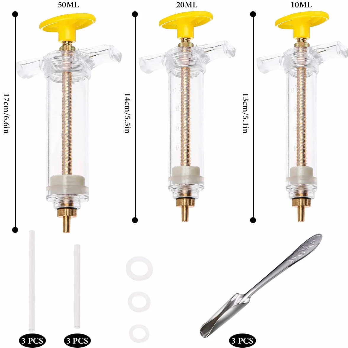 Lot de 3 Seringues d'alimentation pour Oiseaux 10ml 20ml 50ml pour Perruches Perroquets