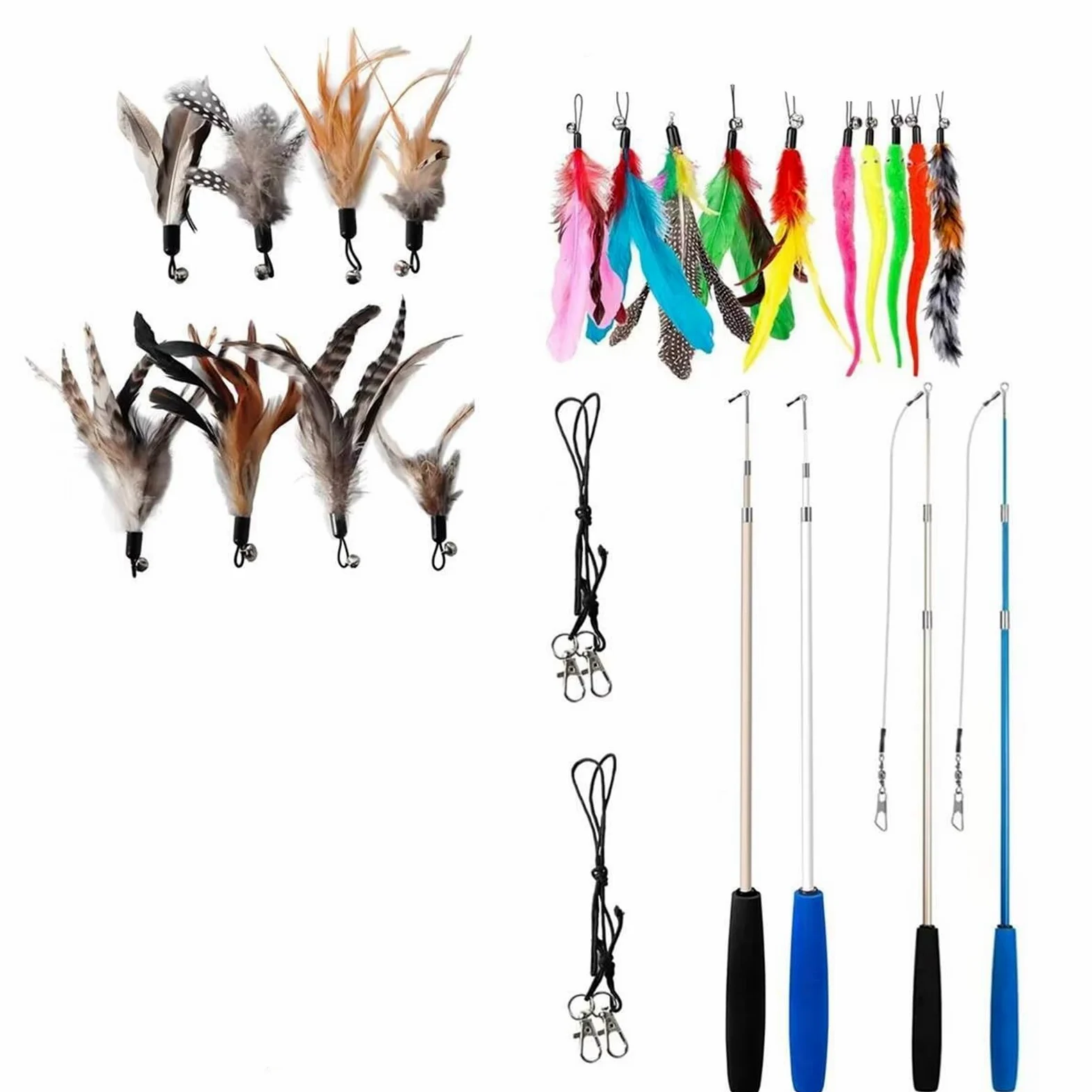 Canne a Peche Chat Jouet interactif for Chaton et Chat, 12 pièces, Jouets for Animaux de Compagnie pour l'Ennui