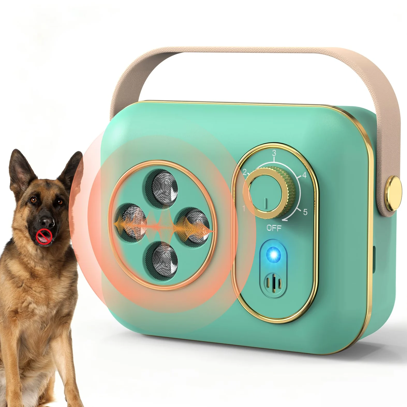 Appareil anti-aboiement pour chien, 5 modes, portable, à ultrasons, avec double fréquence, anti-aboiement efficace à longue portée pour le dressage en intérieur et en extérieur