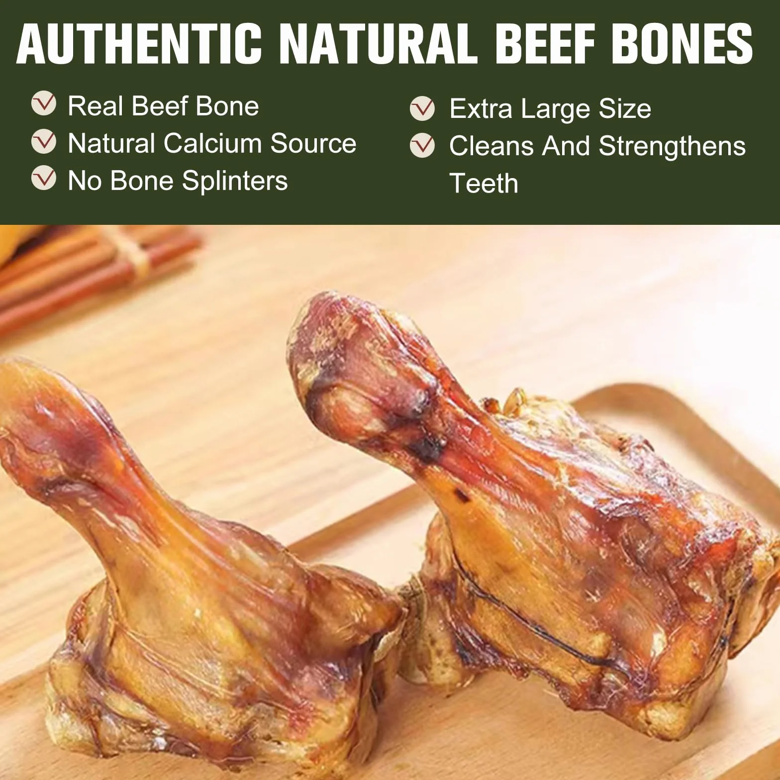 Os de Poignet de Vache pour Chien - Jouet à mâcher à Base de rotule de bœuf, friandises Longue durée pour mâcheurs agressifs, Petits et Grands Chiens