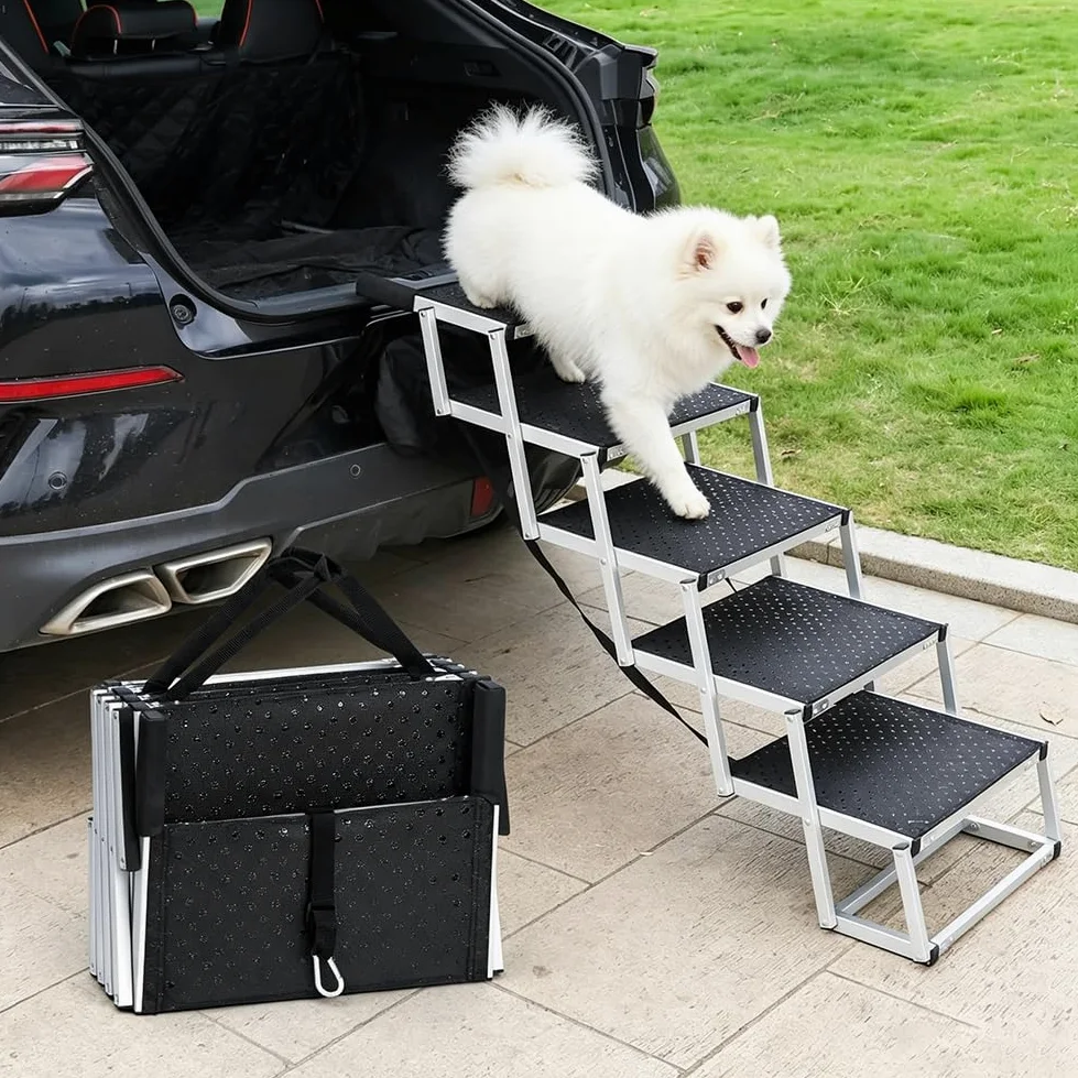 Rampe Chien Voiture pour Honda Civic Type R FL5 2022-2025, Escalier Pliable pour Chien avec Cadre en Aluminium Antidérapant pour SUV Coffre Lit