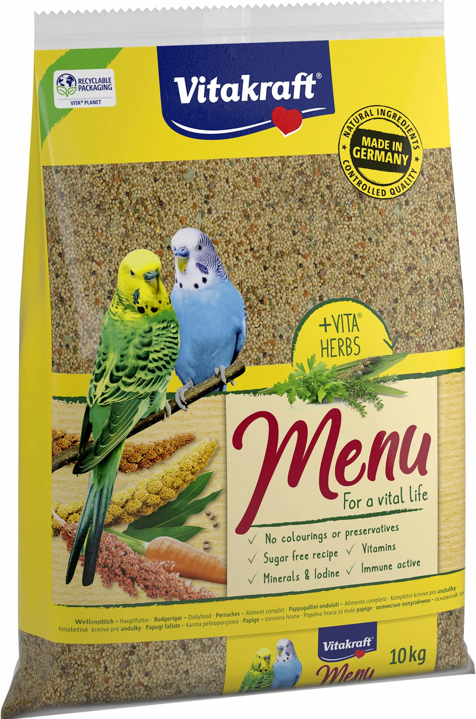 Vitakraft Menu 10 kg Nourriture Principale pour perruches avec vitamines et Complexe immunitaire Actif