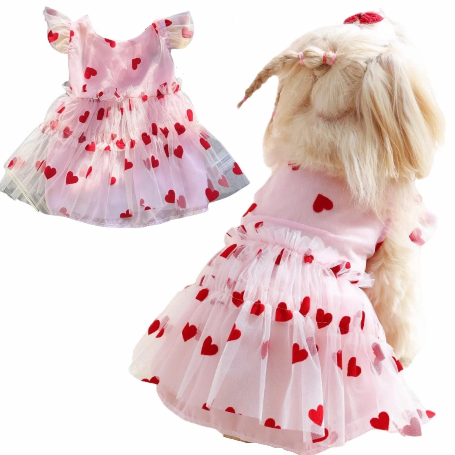 Robe Mignonne pour Chien Motif Princesse Tulle Respirante Petite et Moyenne Taille Yorkshire Chihuahua