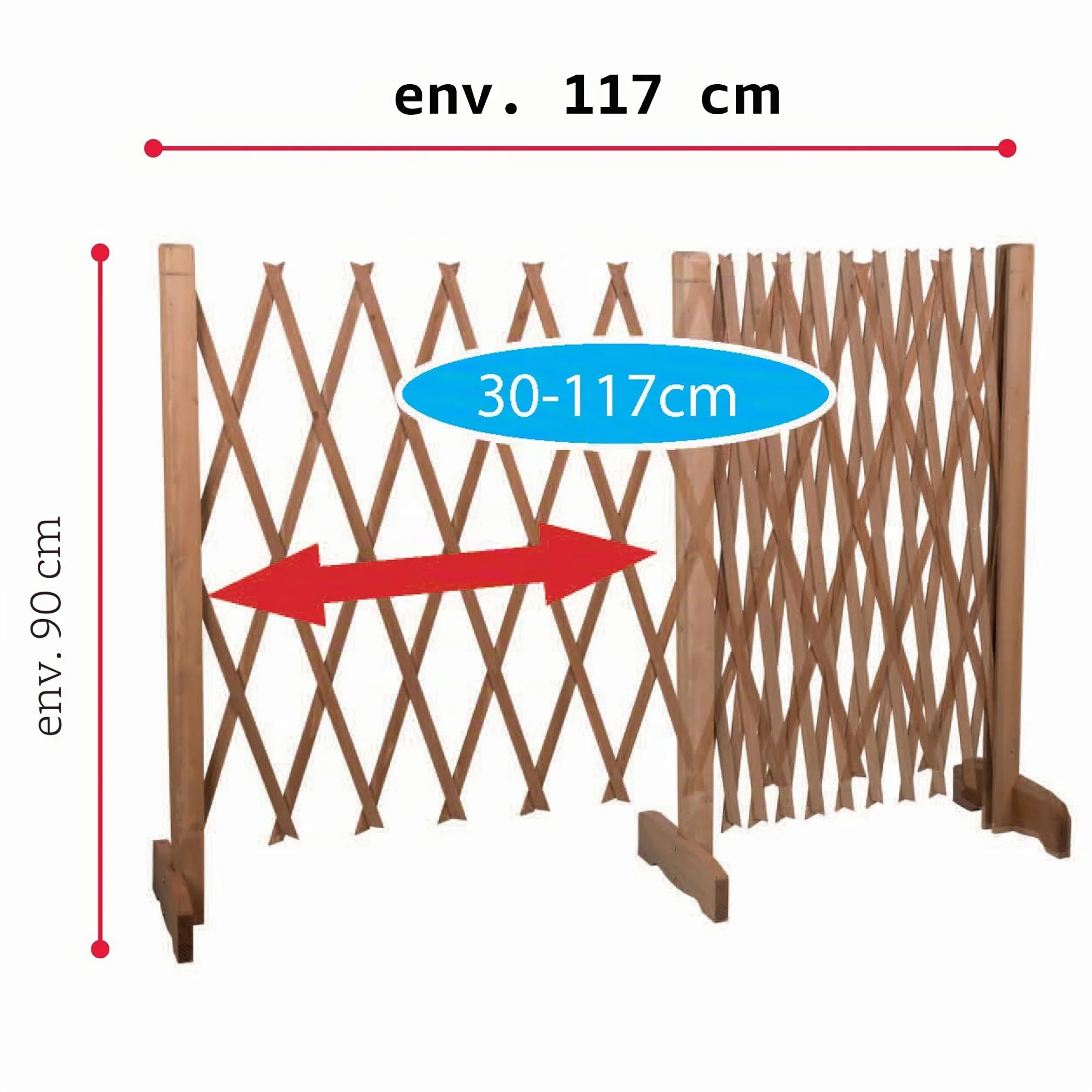 Maxxpro Barrière de Chien en Bois - Largeur Extensible 30-140 cm - Barrière Autoportante