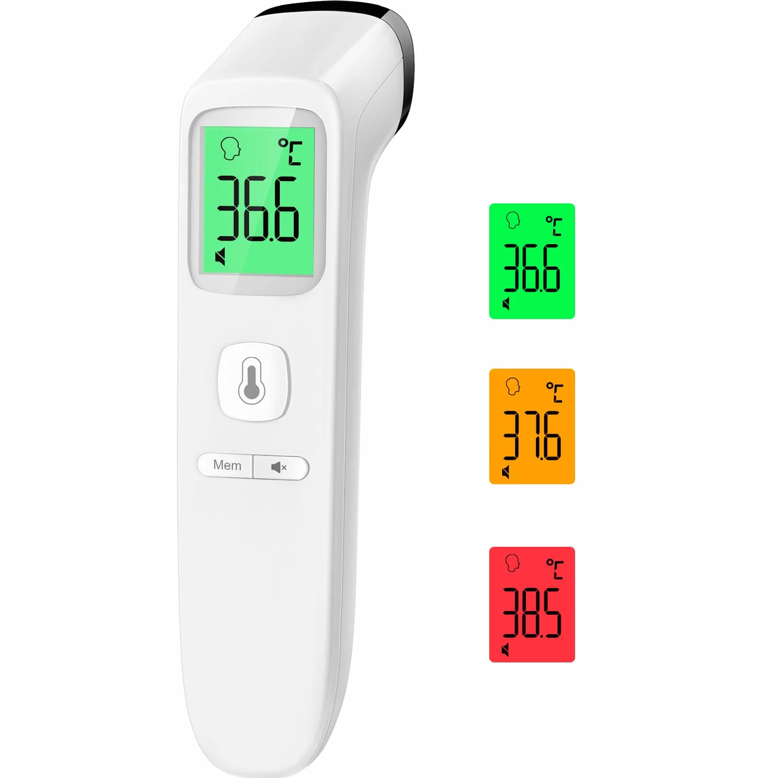 Thermomètre Frontal Sans Contact Infrarouge Médical Numérique pour Adultes et Bébé avec Écran LCD, Mode Muet, Mémoire