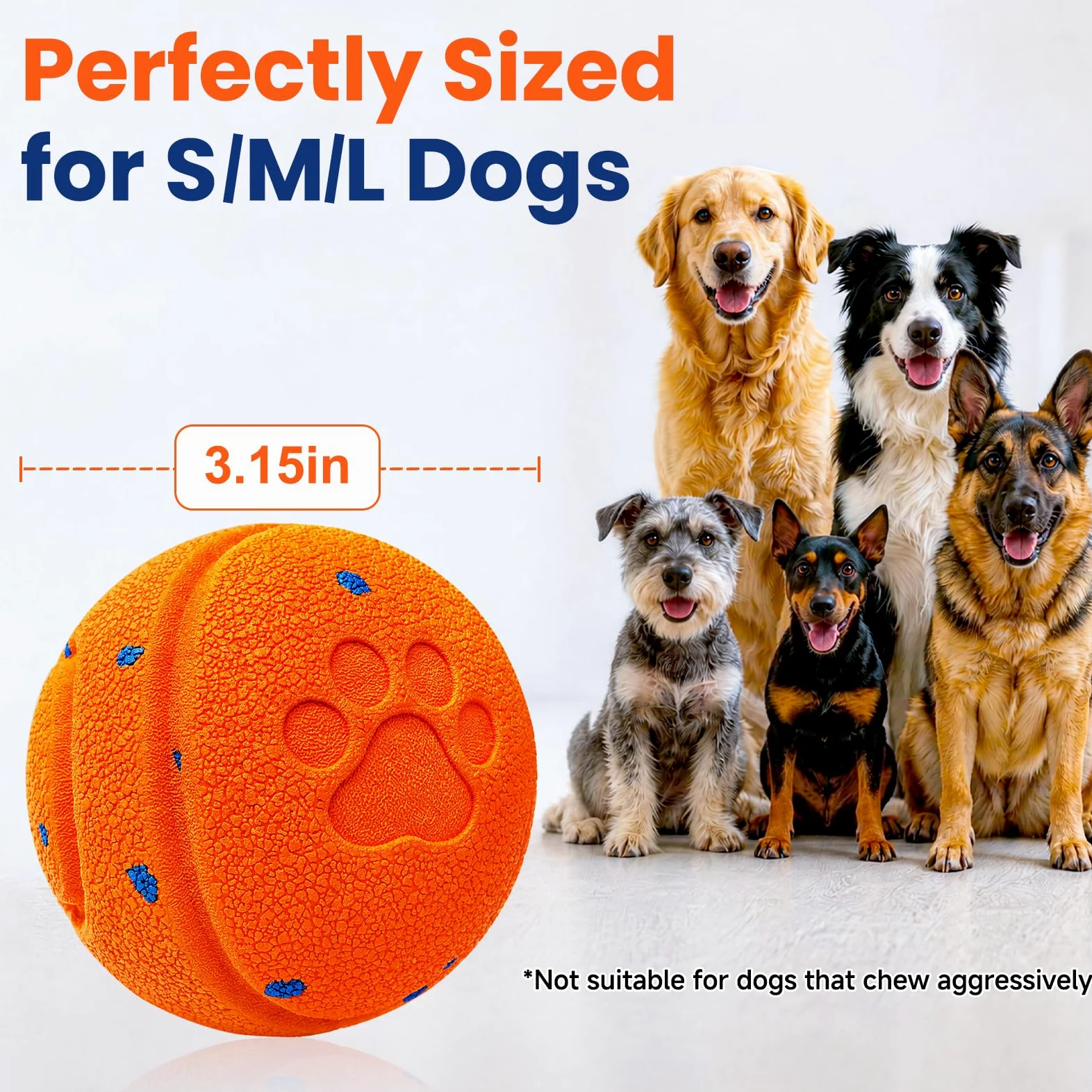 Jouet interactif intelligent pour chien pour les garder occupés, mouvement automatique, matériau E-TPU, 3 modes interactifs, étanchéité IPX7, rechargeable par USB, balle de roulement active pour chiot
