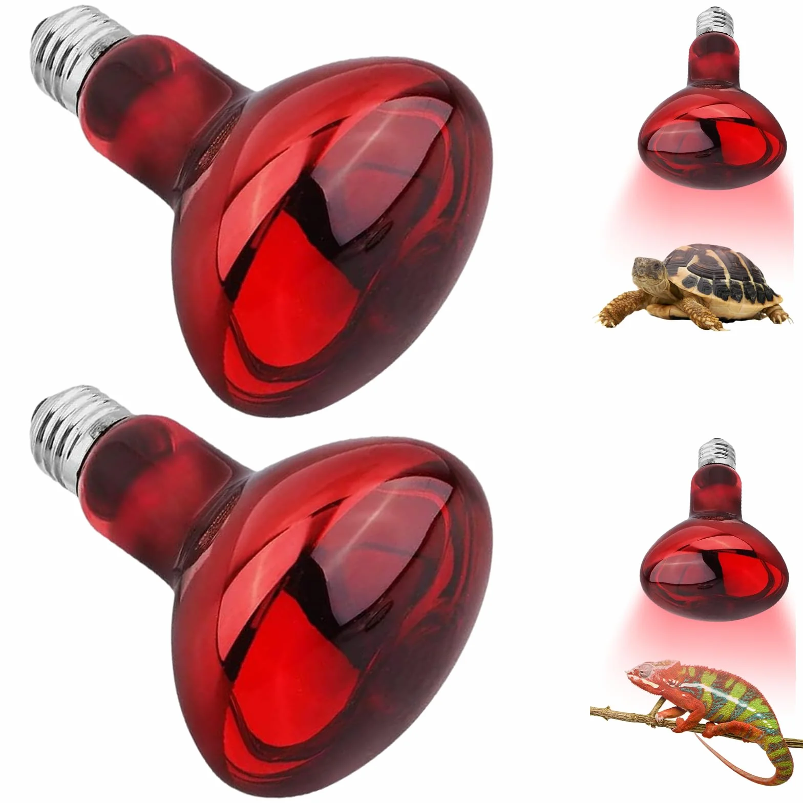 Lampe Chauffante Infrarouge Reptile 100W E27 Rouge Dimmable 2 Pièces