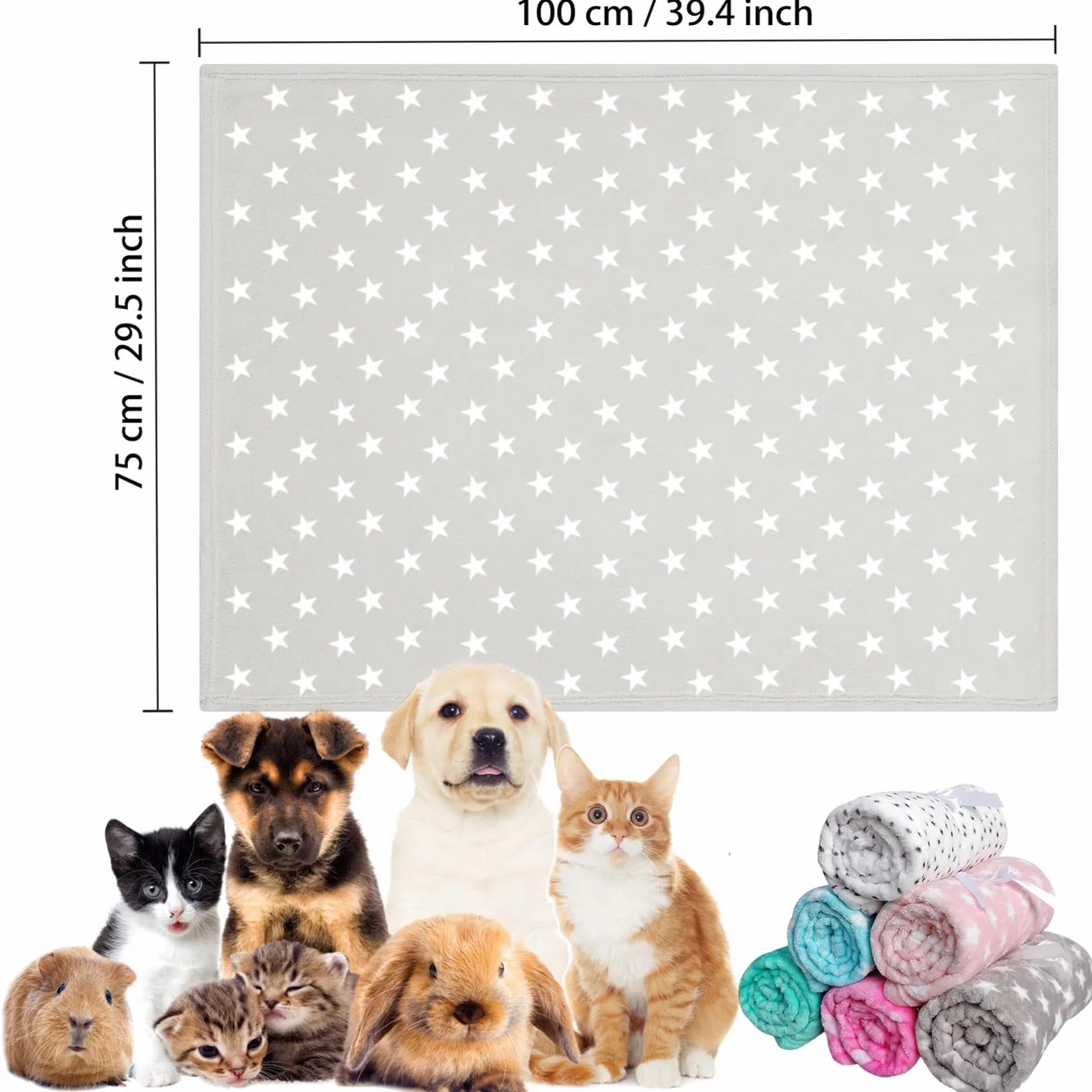 LeerKing Couverture Chien Peluche Ultra-léger Flanelle Polaire Lavable Rose Blanc 75X100cm