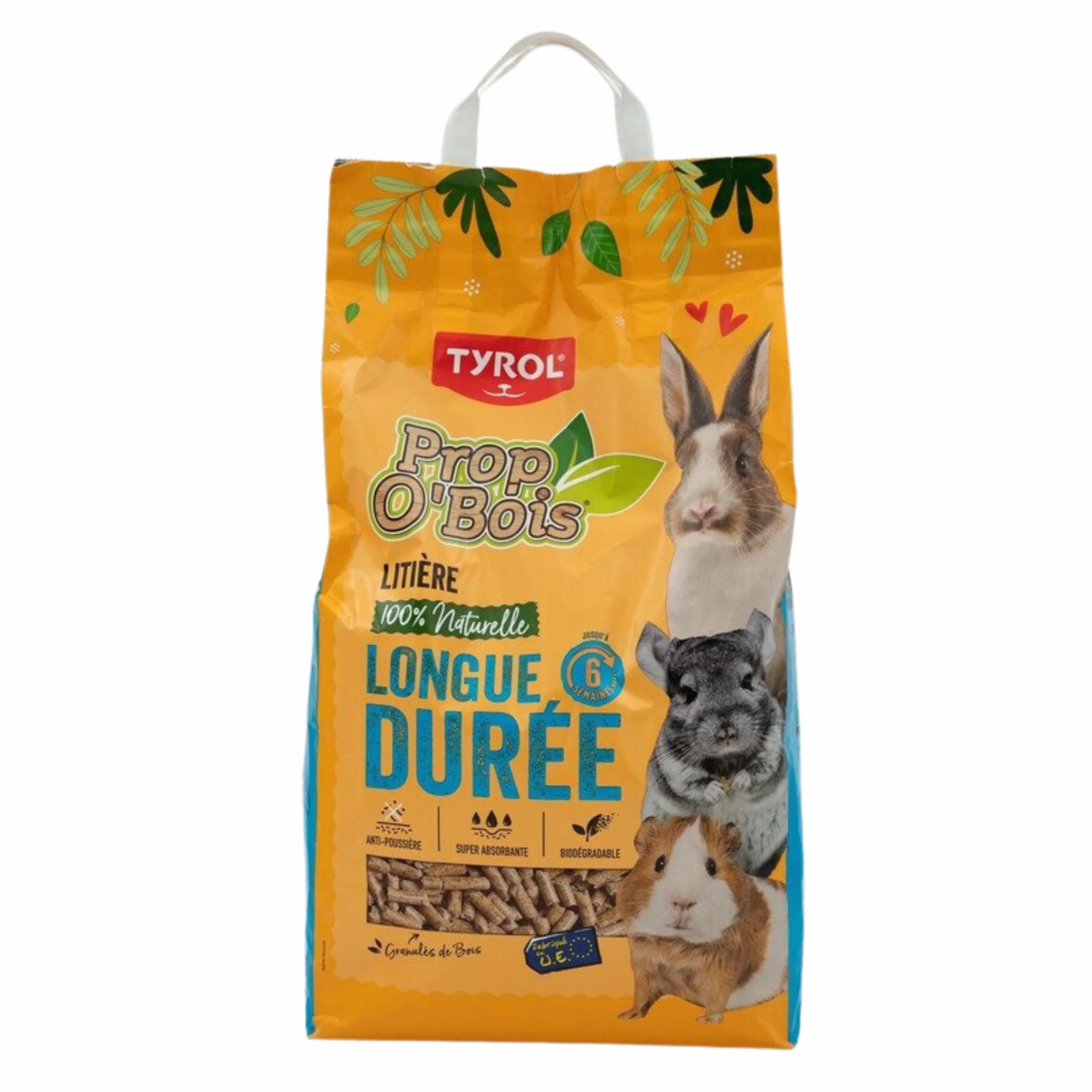 Tyrol PROP'O BOIS Litière pour Lapin Granulés de Bois Super Absorbants 10L