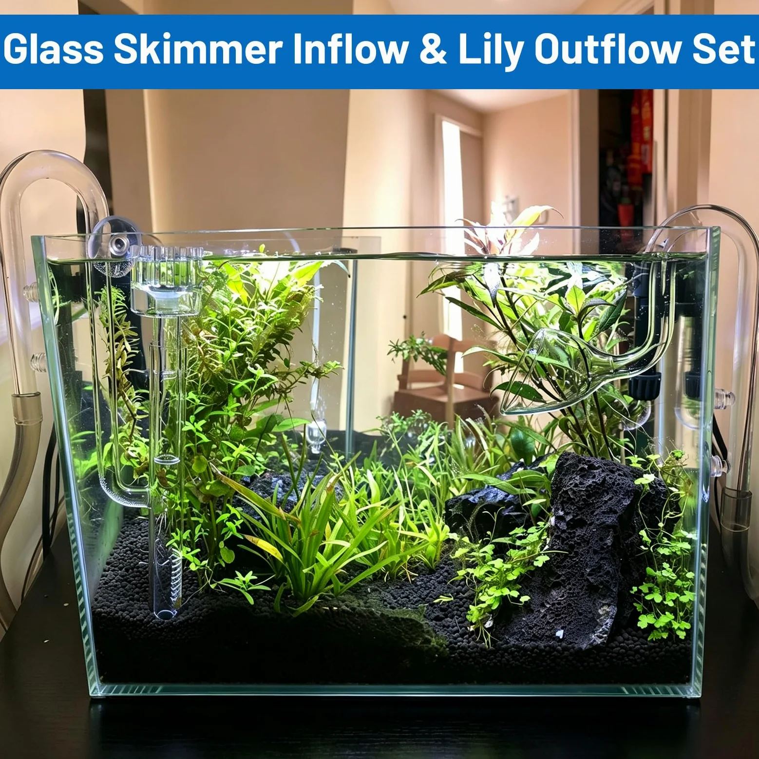 lalago Tube en Verre de Marque Lily Pipe de 17mm, Ecumoire d’Aquarium Arrivée et Sortie avec Les Tuyaux de Filtration de 16/22 mm (5/8" de Diamètre Intérieur), Tuyauterie de Filtration de Surface