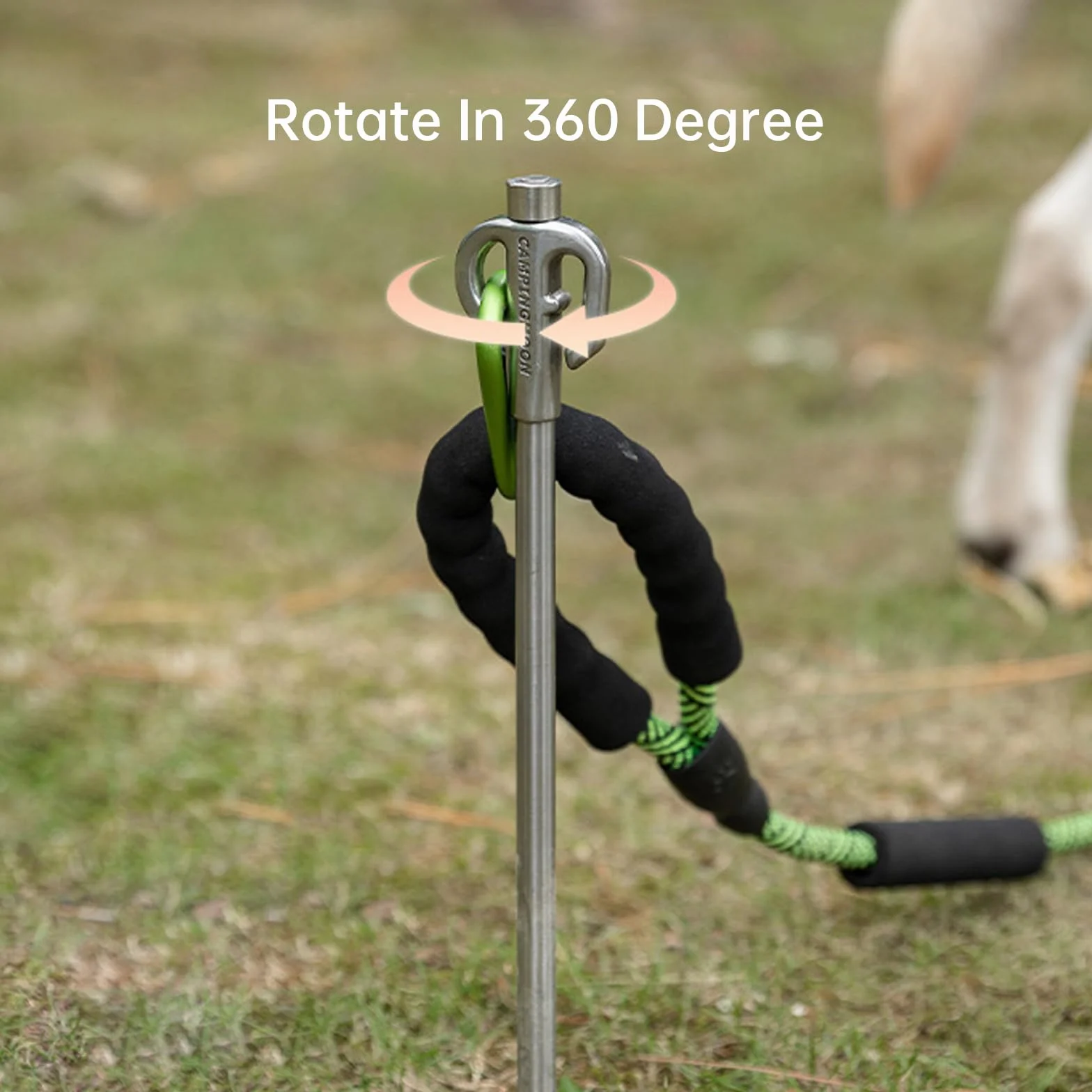 Piquet d'attache pour chien en acier inoxydable pivotant 360° 45 cm